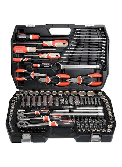 129-Piece Tool Set Silver/Black – Complete Hand Tool Kit