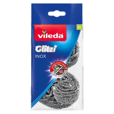 Vileda Glitzi Inox Stainless Steel Spiral Scourer Silver – 2 PCS