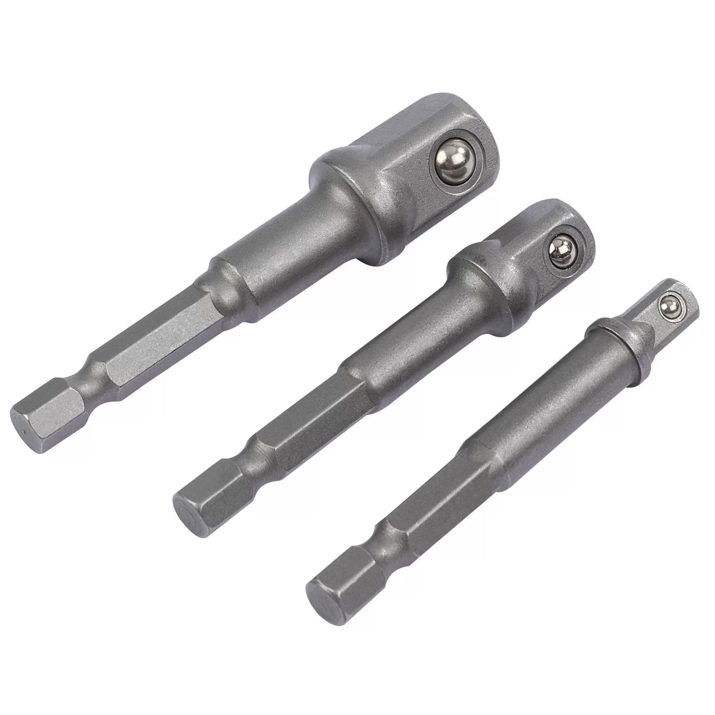 Draper Tools - 00005 - Socket Adaptor Set, 1/4" Hex. x 1/4", 3/8" & 1/2" Sq. Dr. (3 Piece)