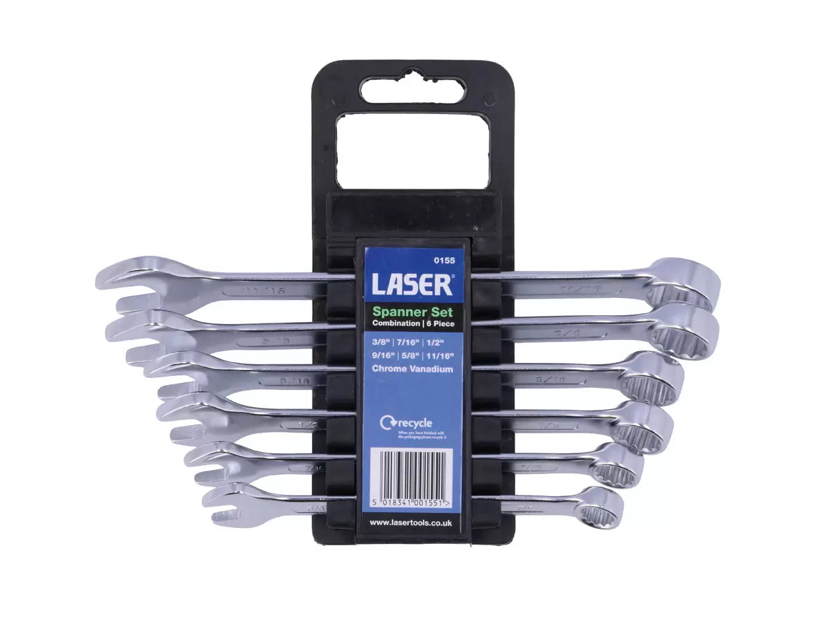 Laser - 0155 - AF Combination Spanner Set 3/8" - 11/16" 6pc