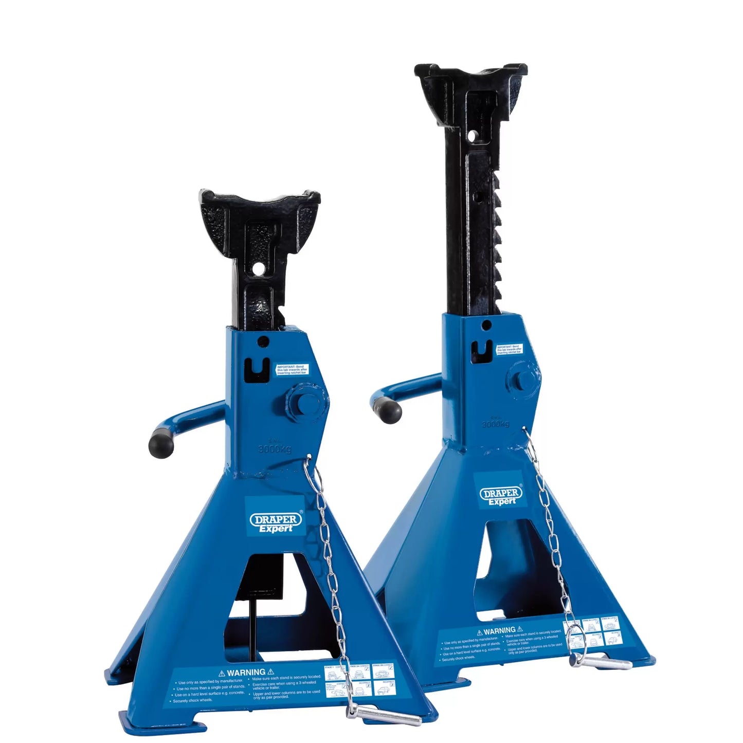 Draper Tools - 01813 - Draper Expert Pneumatic Rise Ratcheting Axle Stands, 3 Tonne (Pair)