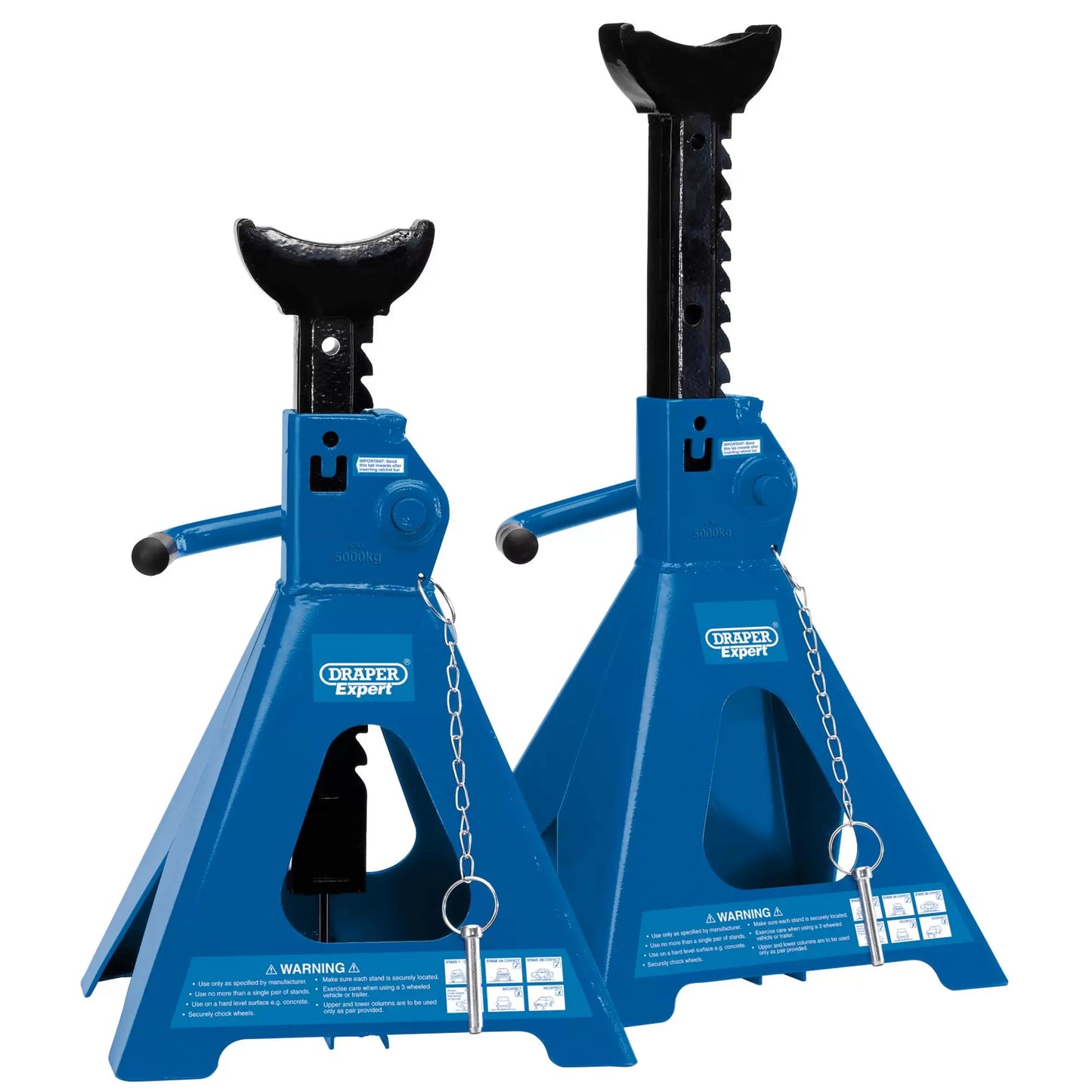 Draper Tools - 01814 - Draper Expert Pneumatic Rise Ratcheting Axle Stands, 5 Tonne (Pair)