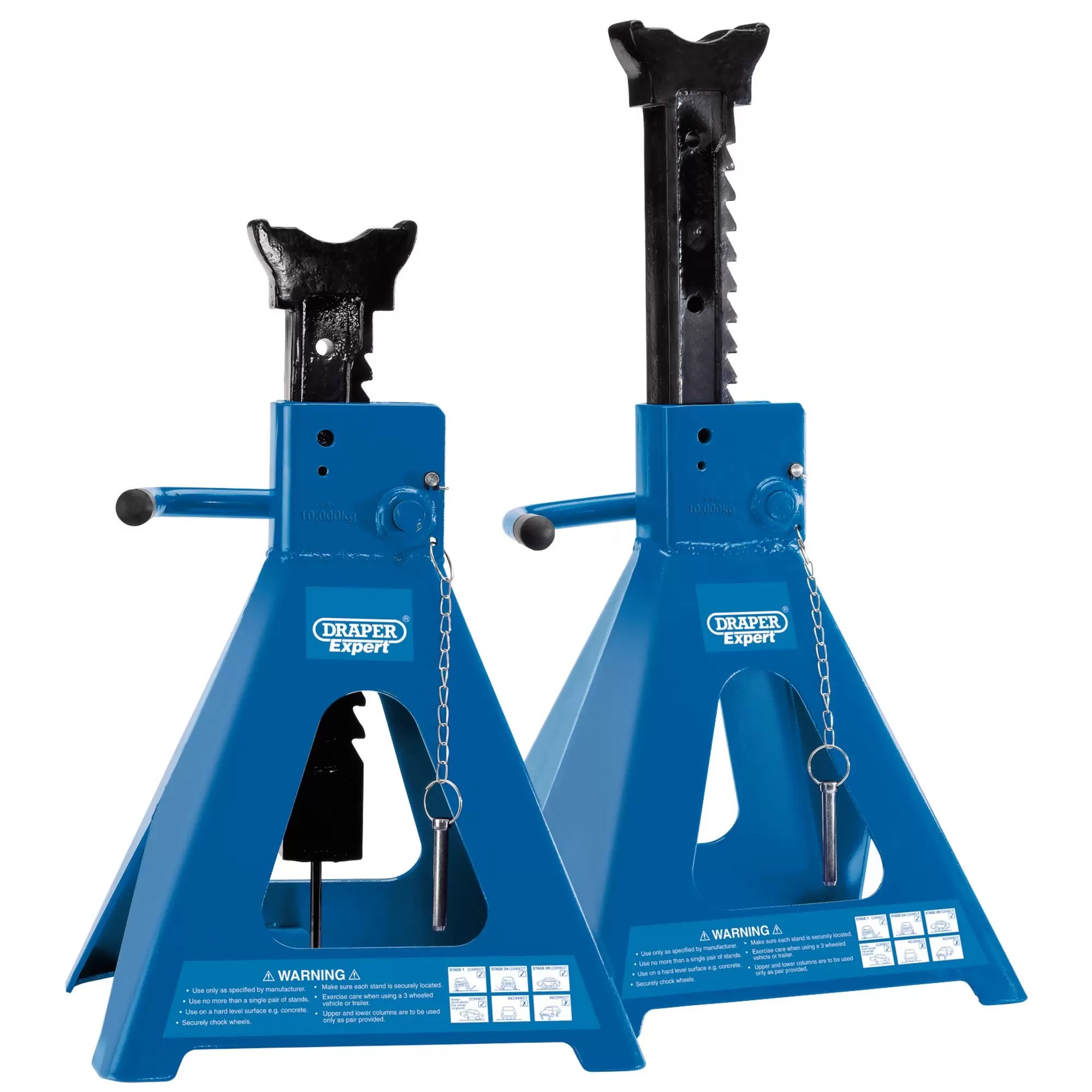 Draper Tools - 01815 - Draper Expert Pneumatic Rise Ratcheting Axle Stands, 10 Tonne (Pair)