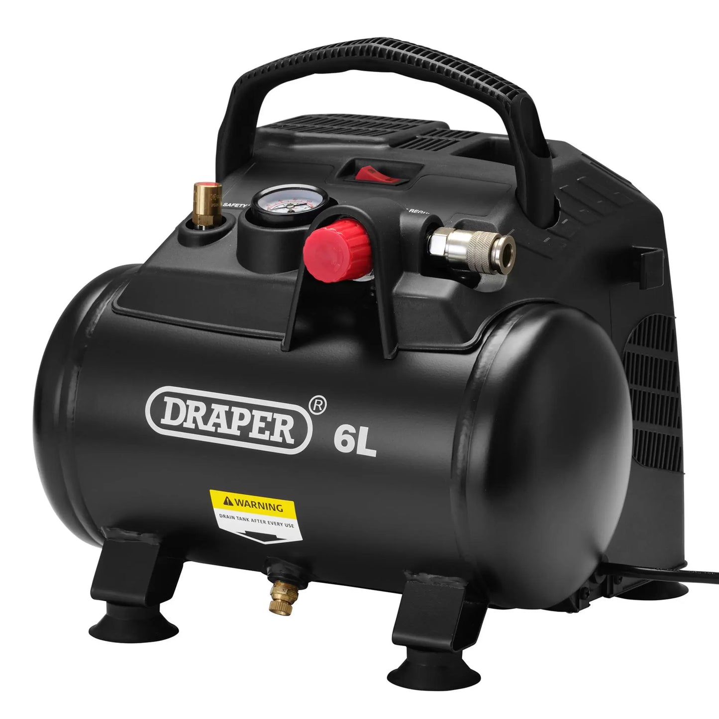 Draper Tools - 02115 - 230V 6L Oil-Free Air Compressor, 1.2kW/1.5hp