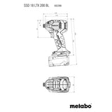 MetaboSSD 18 LTX 200 BL 18V Cordless Impact Driver, 200 Nm, Bare ToolSKU: 602396840