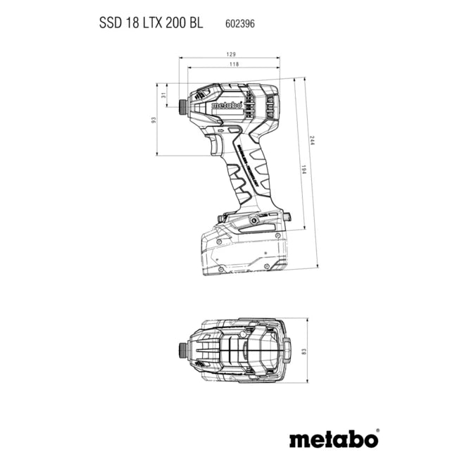 MetaboSSD 18 LTX 200 BL 18V Cordless Impact Driver, 200 Nm, Bare ToolSKU: 602396840