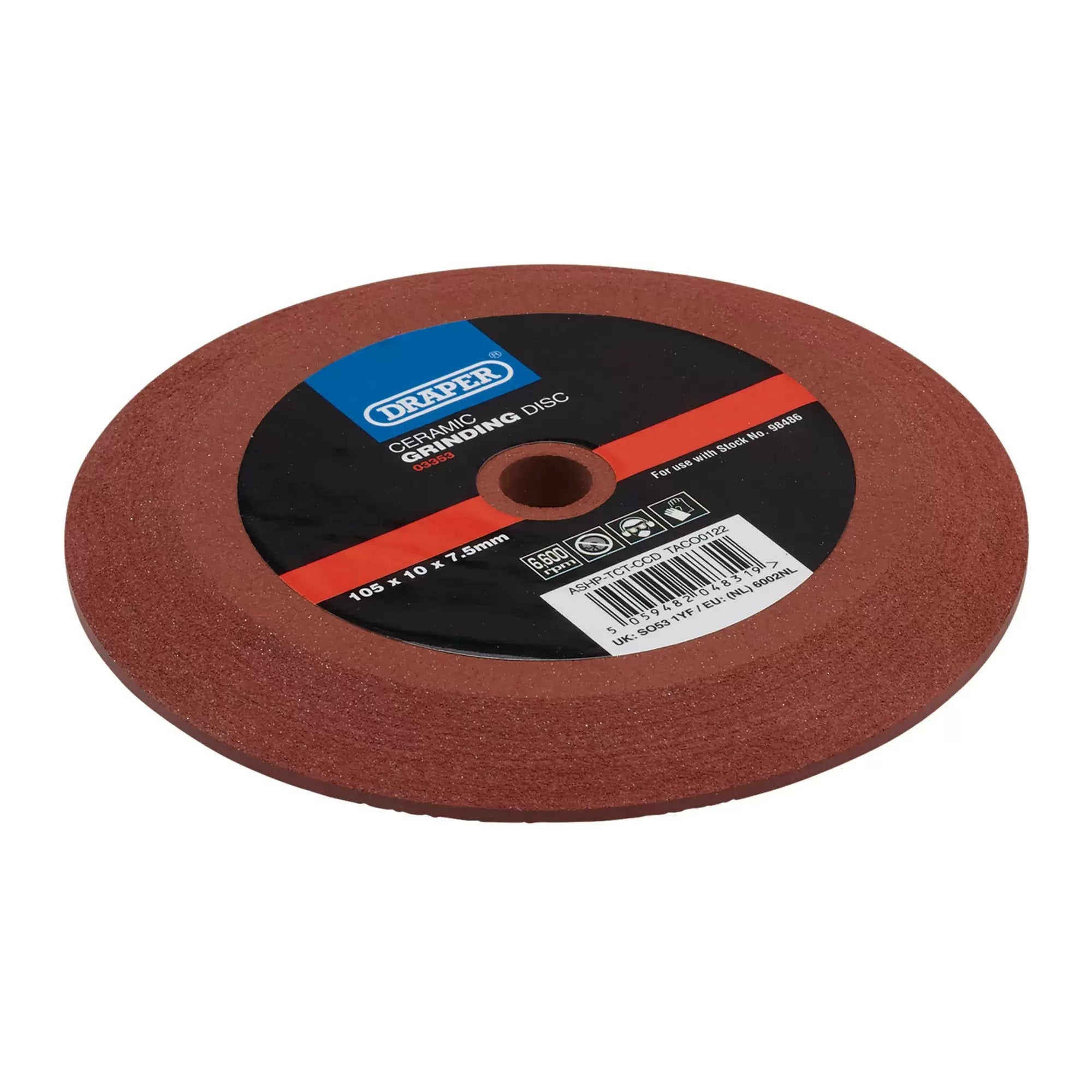Draper Tools - 03353 - Ceramic Grinding Disc, 105 x 10 x 7.5mm