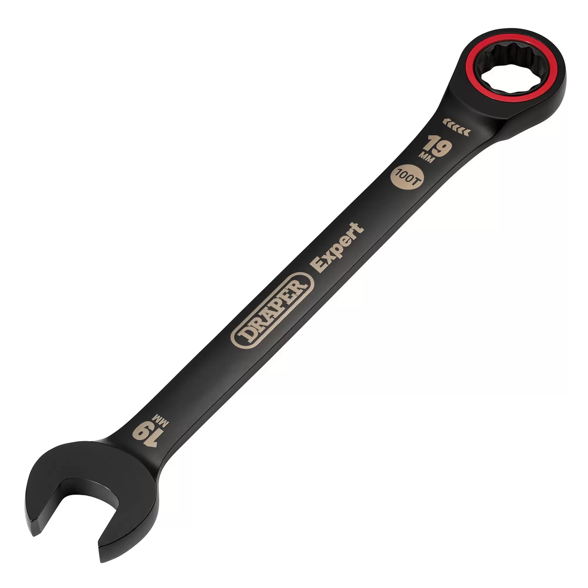 Draper Tools - 03892 - Draper Expert HI-TORQ® Metric Ratchet Combination Spanner, 19mm, Black