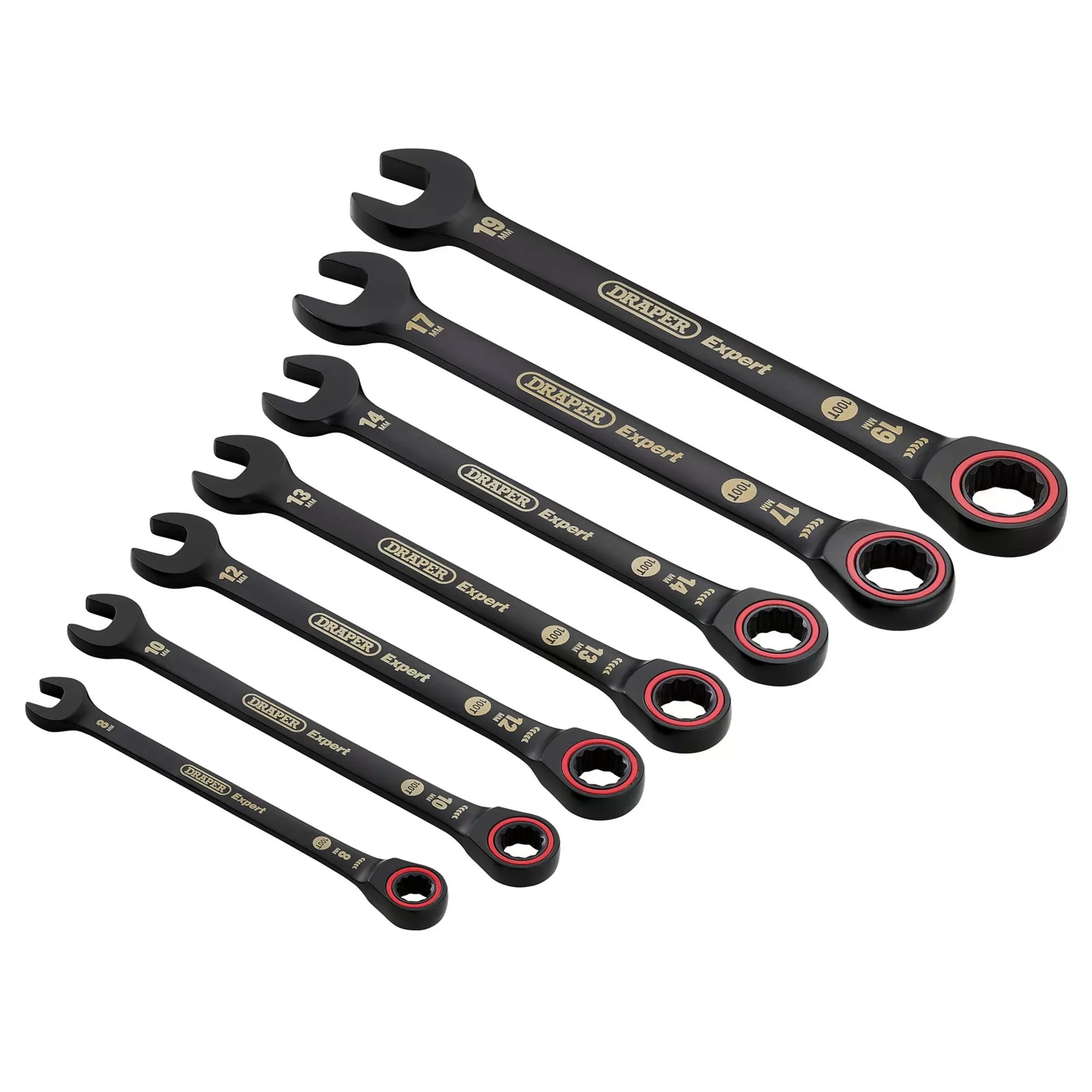 Draper Tools - 03895 - Draper Expert HI-TORQ® Metric Ratchet Combination Spanner Set, Black (7 Piece)
