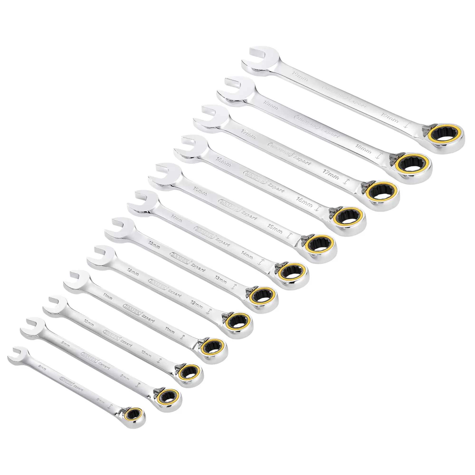 Draper Tools - 03913 - Draper Expert HI-TORQ® Metric Reversible Ratchet Combination Spanner Set (12 Piece)