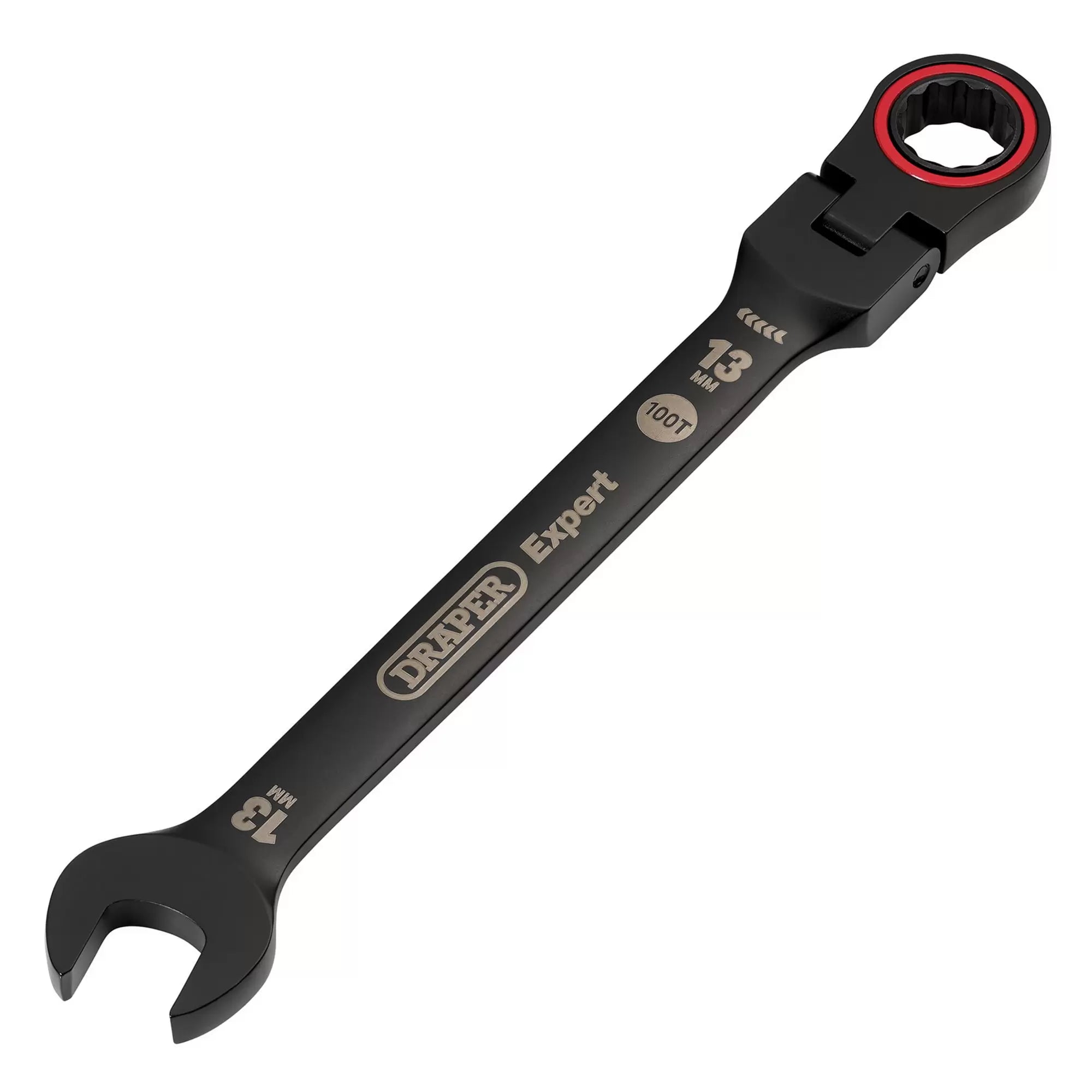Draper Tools - 03919 - Draper Expert HI-TORQ® Metric Flexible Head Ratchet Combination Spanner, 13mm, Black