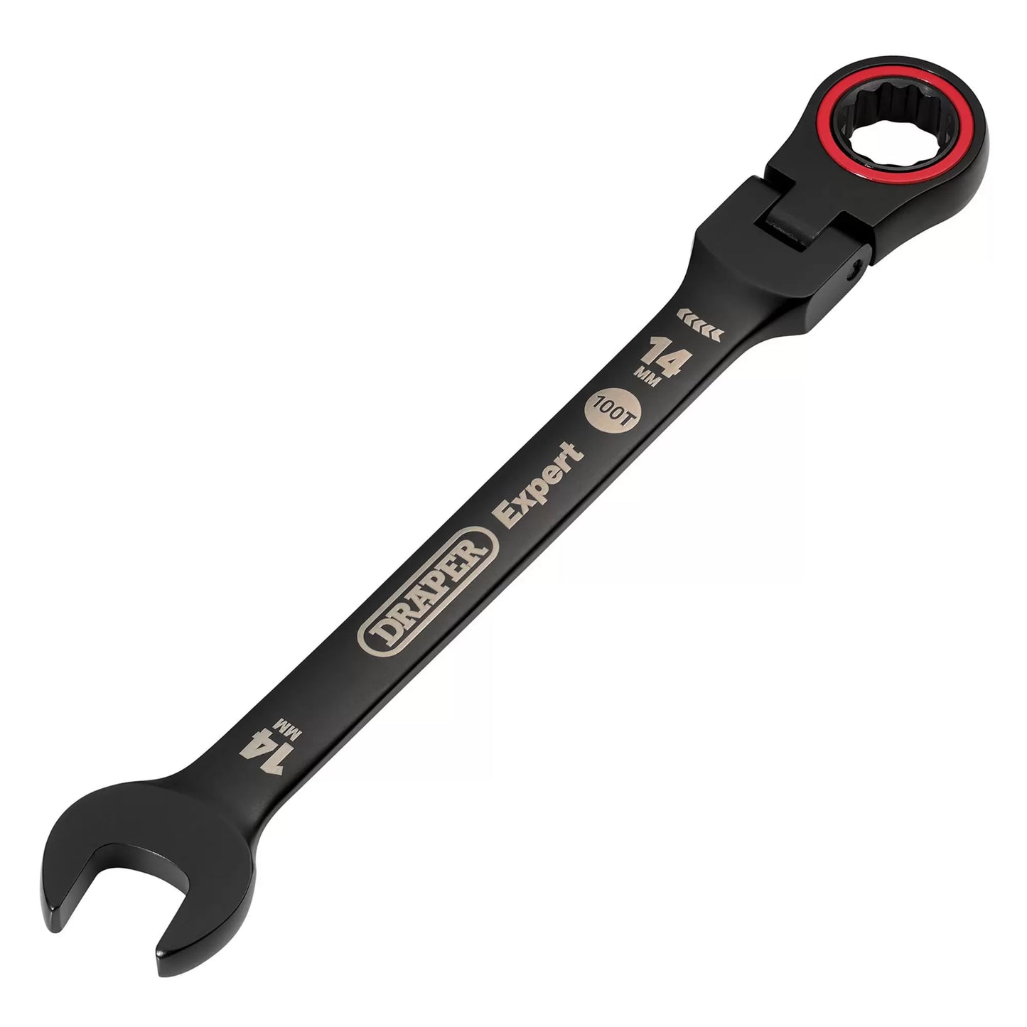 Draper Tools - 03920 - Draper Expert HI-TORQ® Metric Flexible Head Ratchet Combination Spanner, 14mm, Black