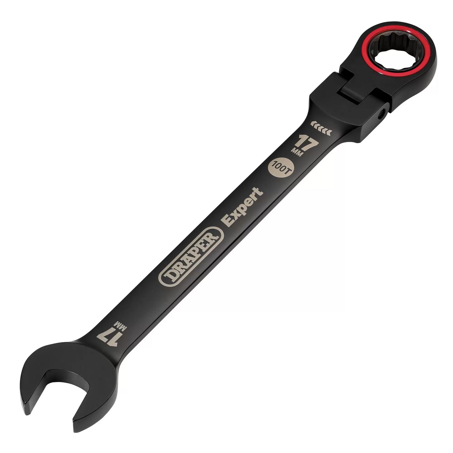 Draper Tools - 03924 - Draper Expert HI-TORQ® Metric Flexible Head Ratchet Combination Spanner, 17mm, Black