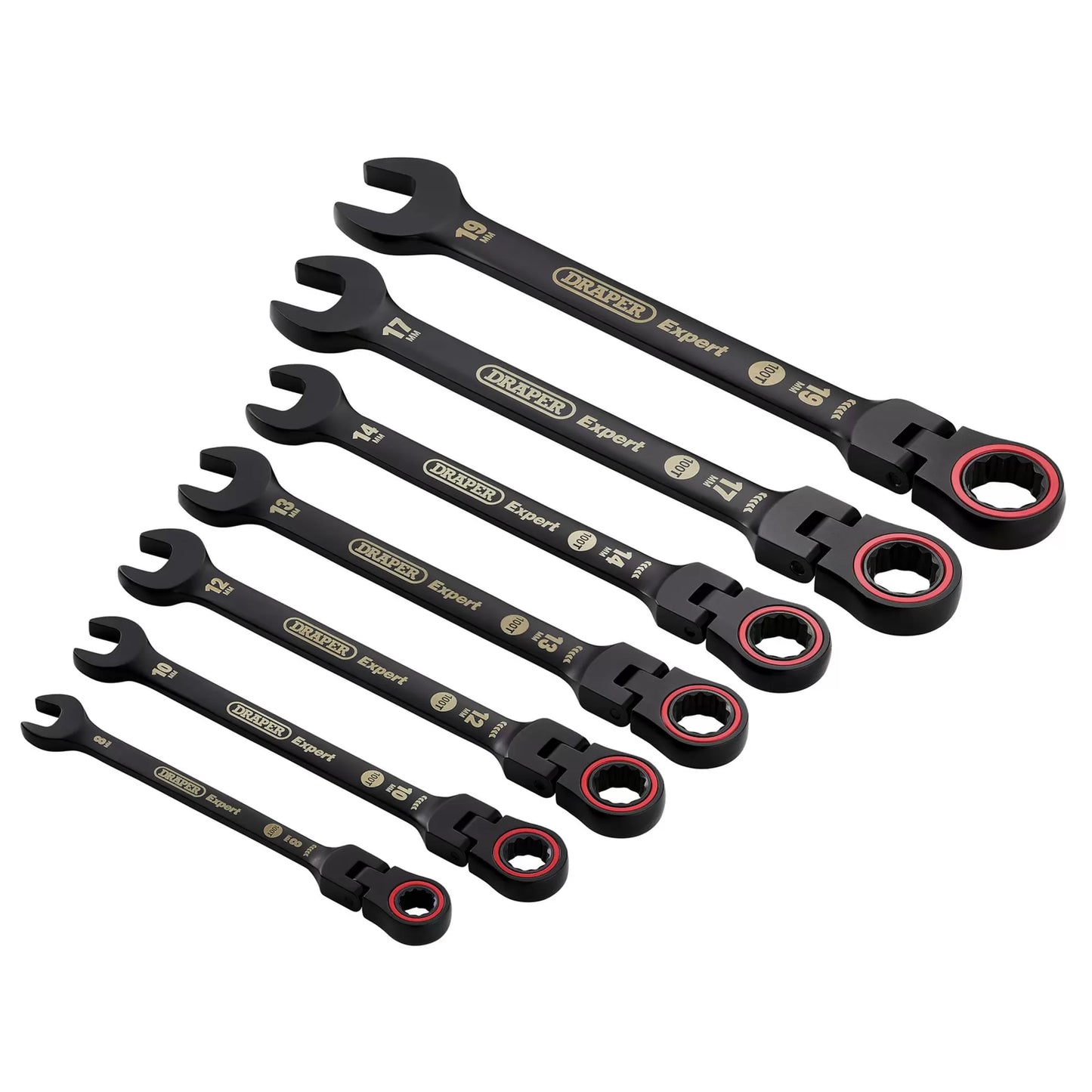 Draper Tools - 03927 - Draper Expert HI-TORQ® Metric Flexible Head Ratchet Combination Spanner Set (7 Piece)
