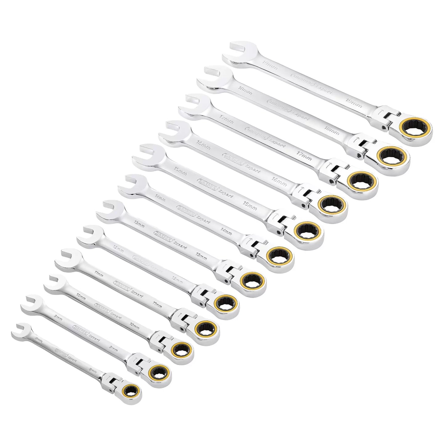 Draper Tools - 03932 - Draper Expert HI-TORQ® Metric Flexible Head Ratchet Combination Spanner Set (12 Piece)