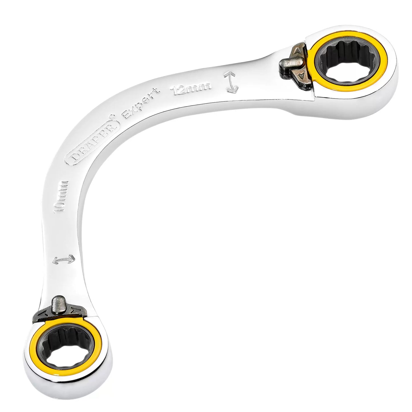 Draper Tools - 03933 - Draper Expert HI-TORQ® Double Ring Ratchet Half Moon Spanner, 10 x 12mm