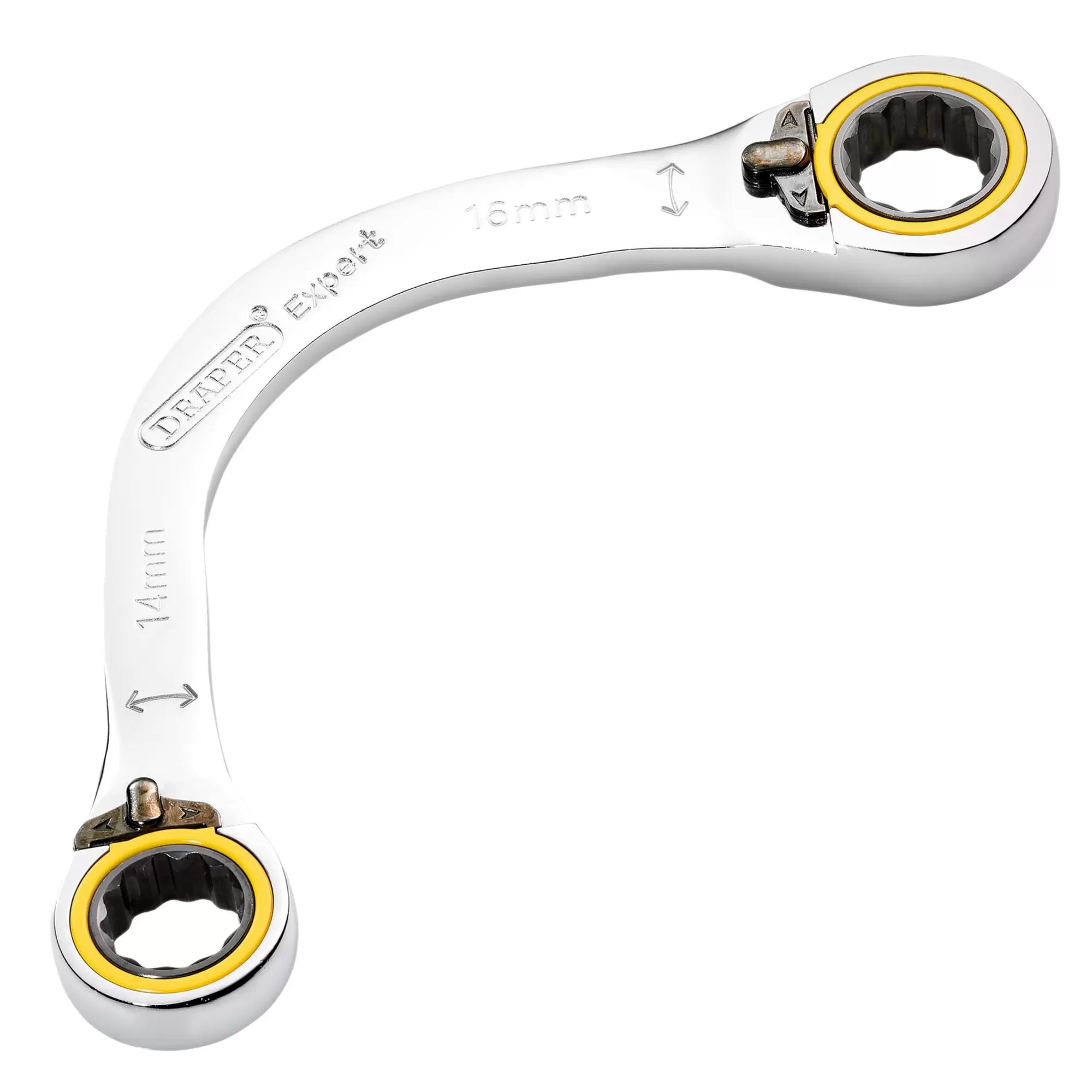 Draper Tools - 03935 - Draper Expert HI-TORQ® Double Ring Ratchet Half Moon Spanner, 14 x 16mm