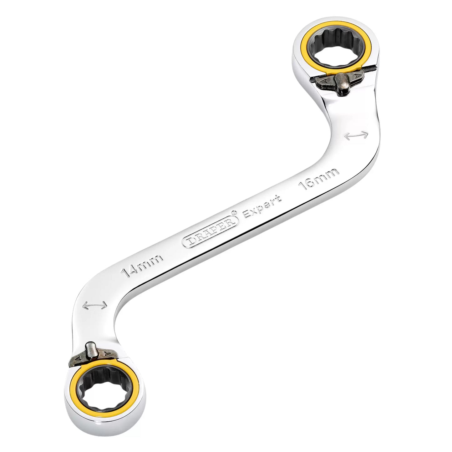 Draper Tools - 03944 - Draper Expert HI-TORQ® Double Ring Ratchet S-Shape Spanner, 14 x 16mm