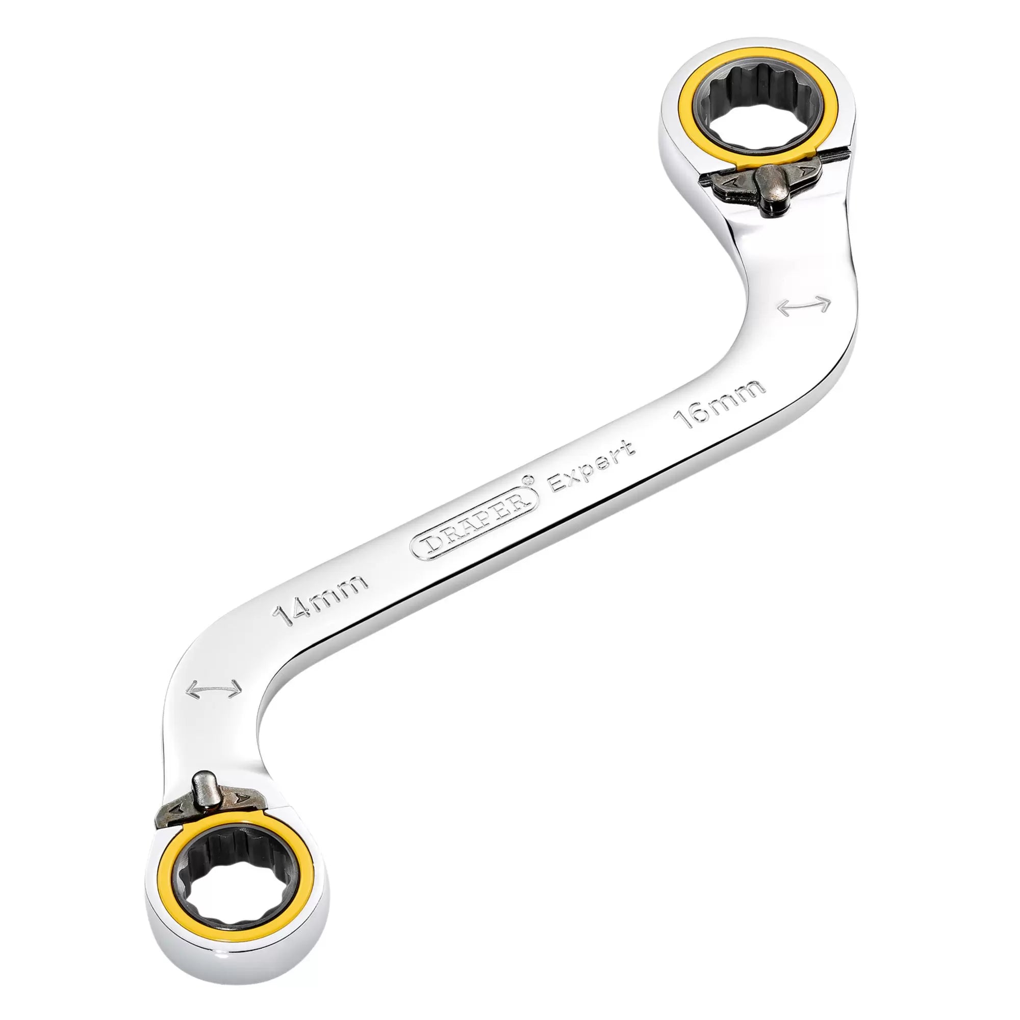 Draper Tools - 03944 - Draper Expert HI-TORQ® Double Ring Ratchet S-Shape Spanner, 14 x 16mm