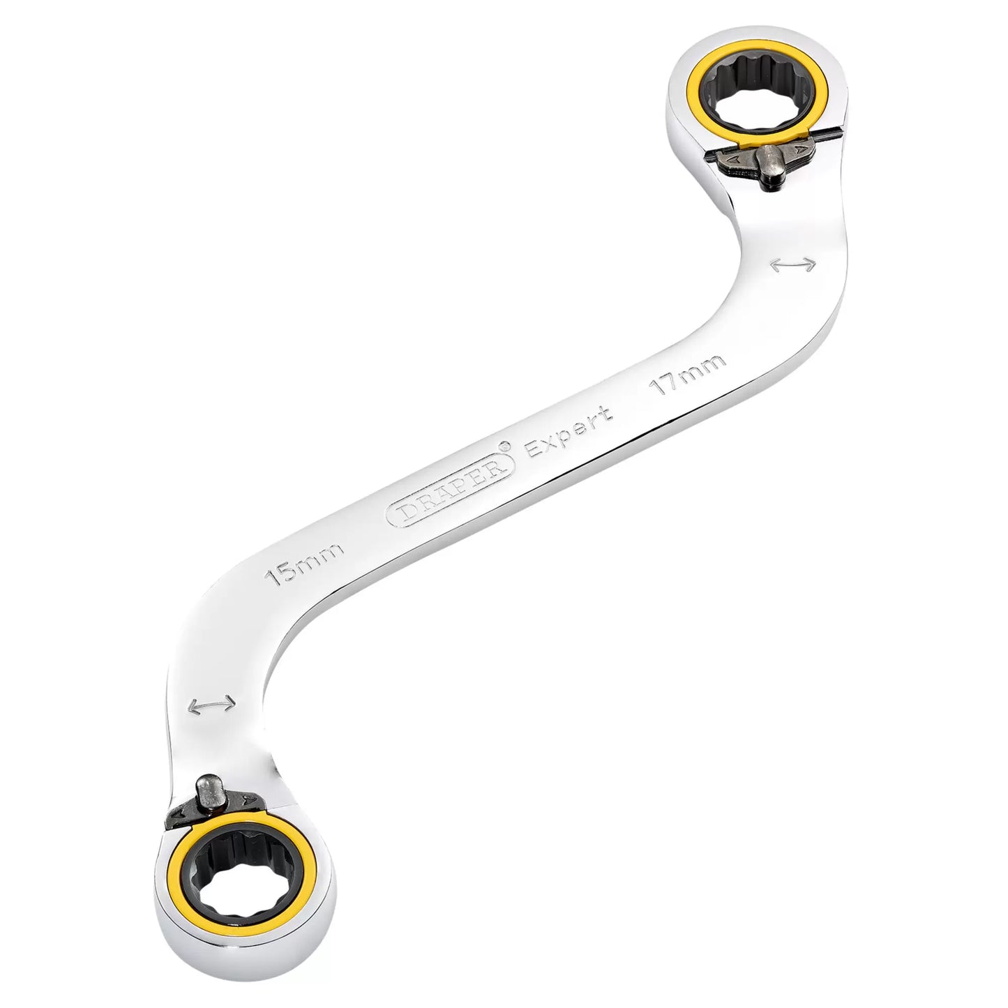 Draper Tools - 03945 - Draper Expert HI-TORQ® Double Ring Ratchet S-Shape Spanner, 15 x 17mm