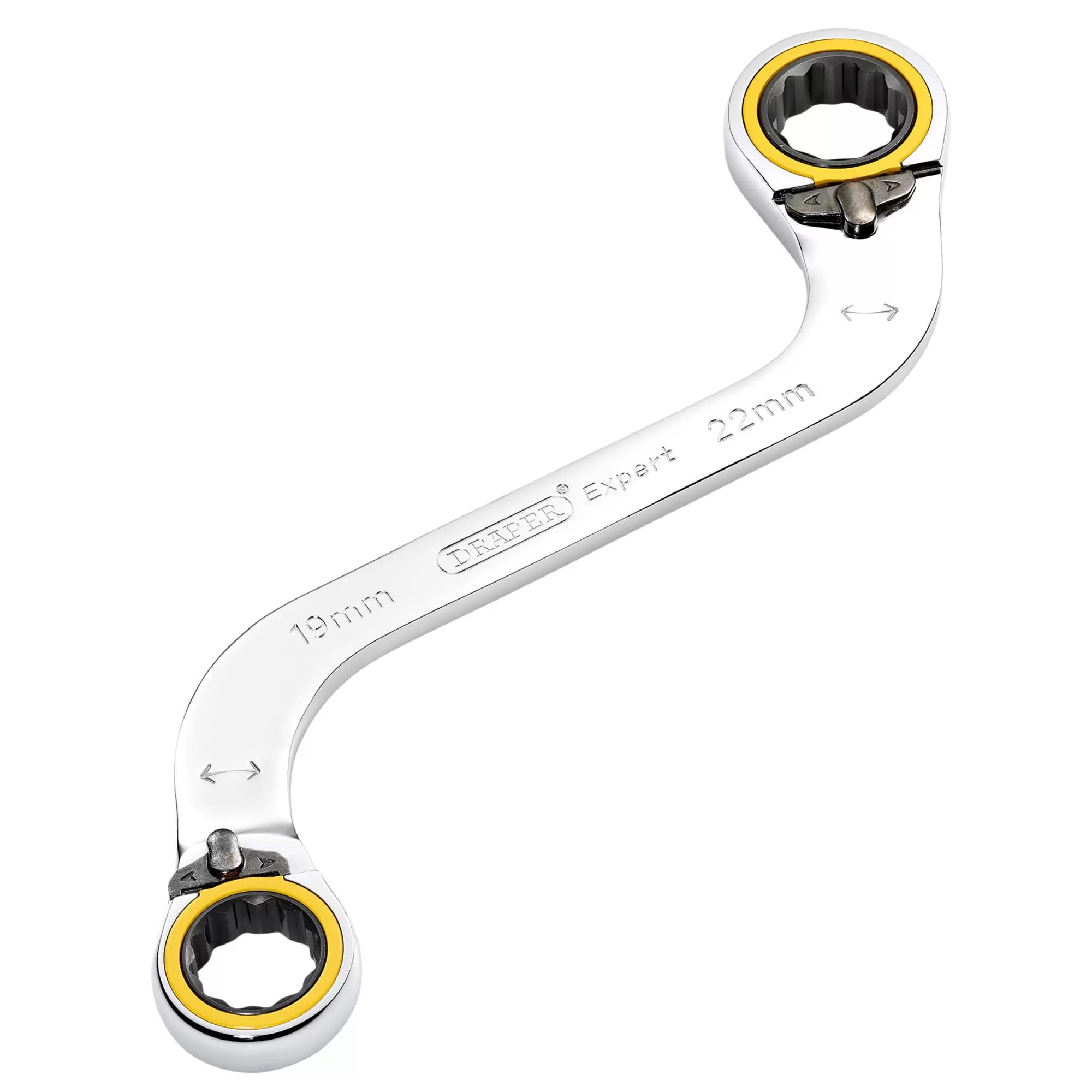 Draper Tools - 03946 - Draper Expert HI-TORQ® Double Ring Ratchet S-Shape Spanner, 19 x 22mm