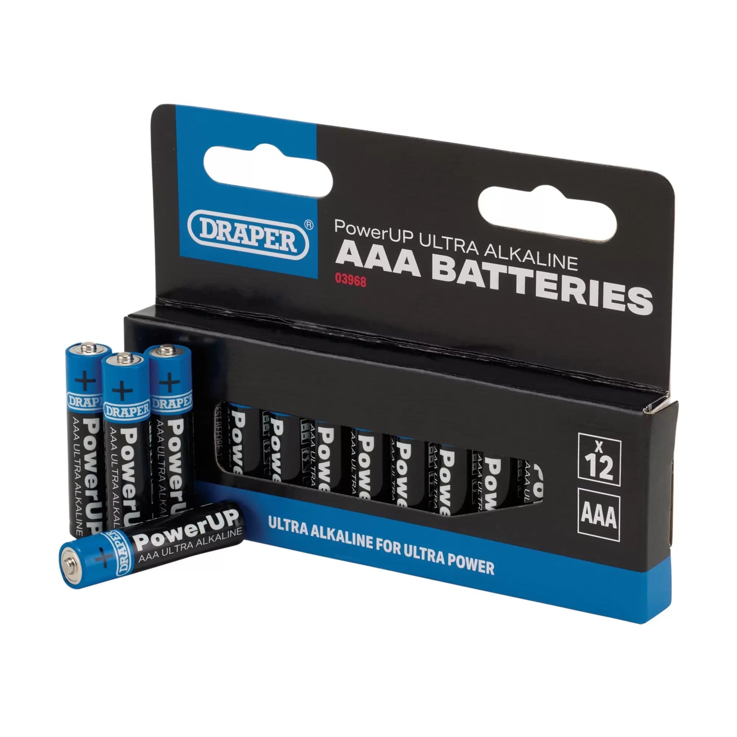 Draper Tools - 03968 - Draper PowerUP Ultra Alkaline AAA Batteries (Pack of 12)