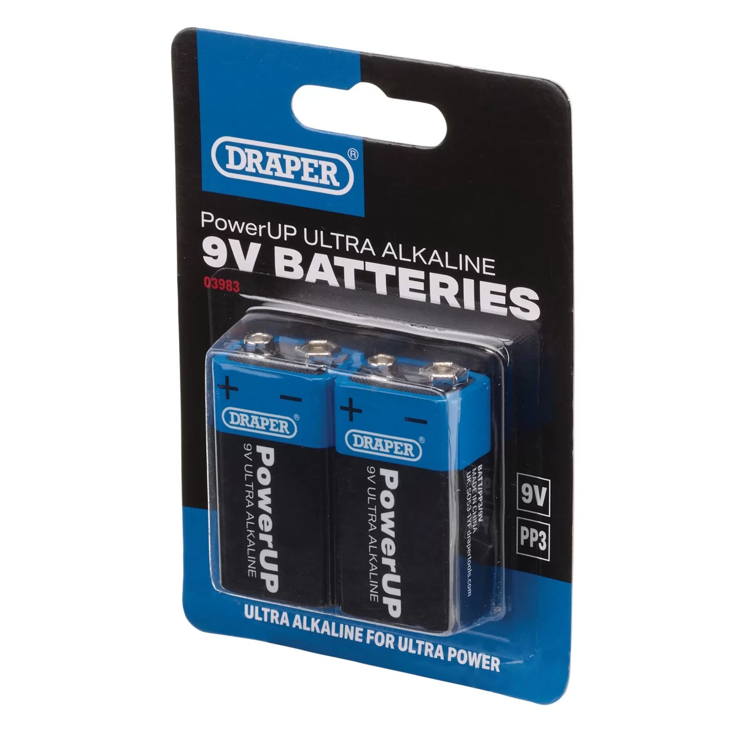 Draper Tools - 03983 - Draper PowerUP Ultra Alkaline 9V Batteries (Pack of 2)