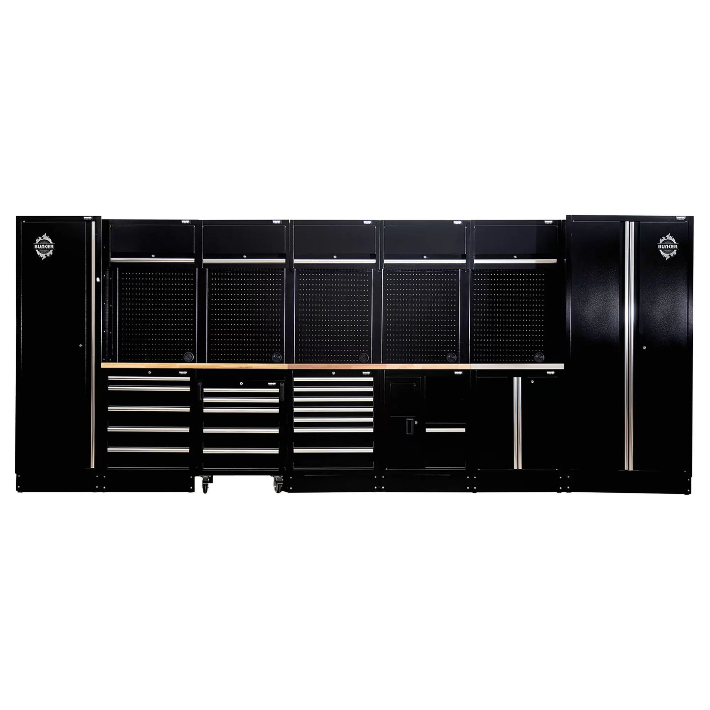 Draper Tools - 04389 - BUNKER 25 Piece Modular Storage Combo with Sink and Hardwood Worktop, 4915mm