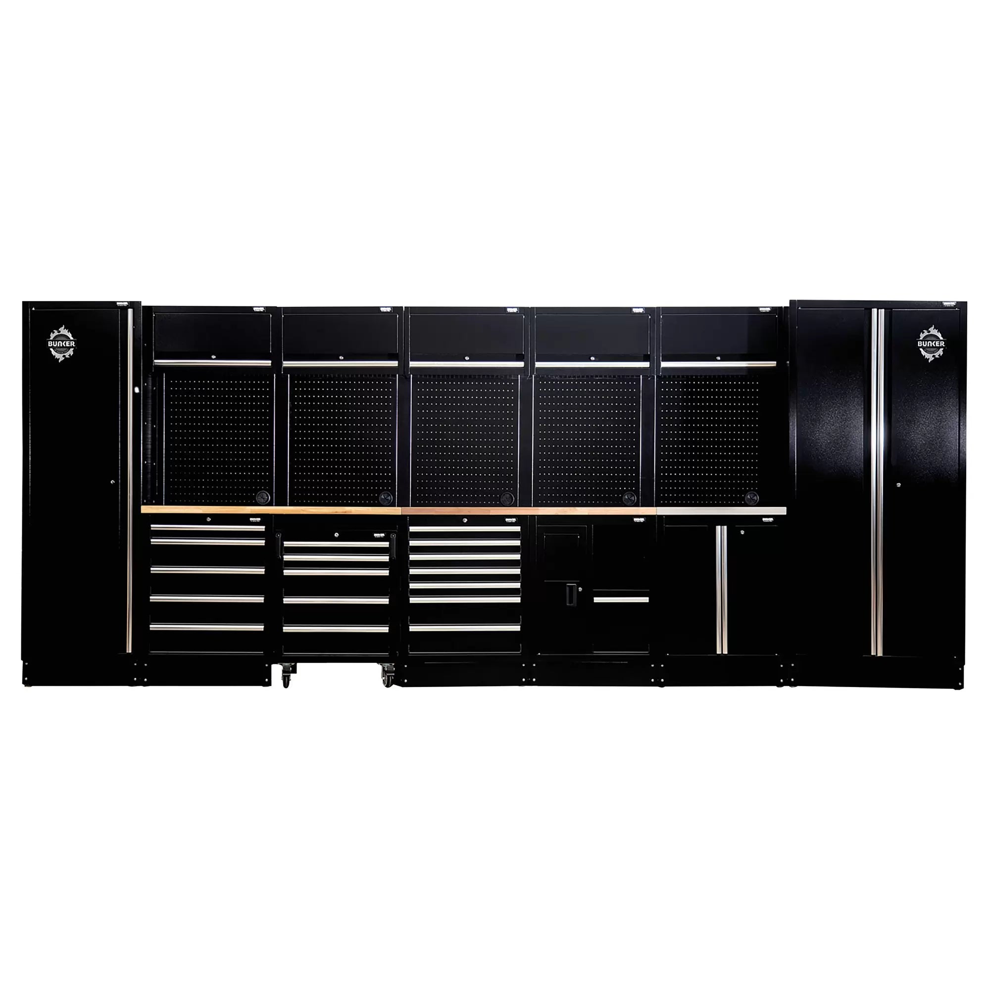 Draper Tools - 04389 - BUNKER 25 Piece Modular Storage Combo with Sink and Hardwood Worktop, 4915mm