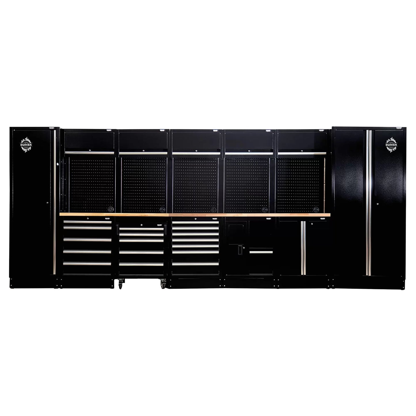 Draper Tools - 04390 - BUNKER® 25 Piece Modular Storage Combo with Hardwood Worktop, 4915mm