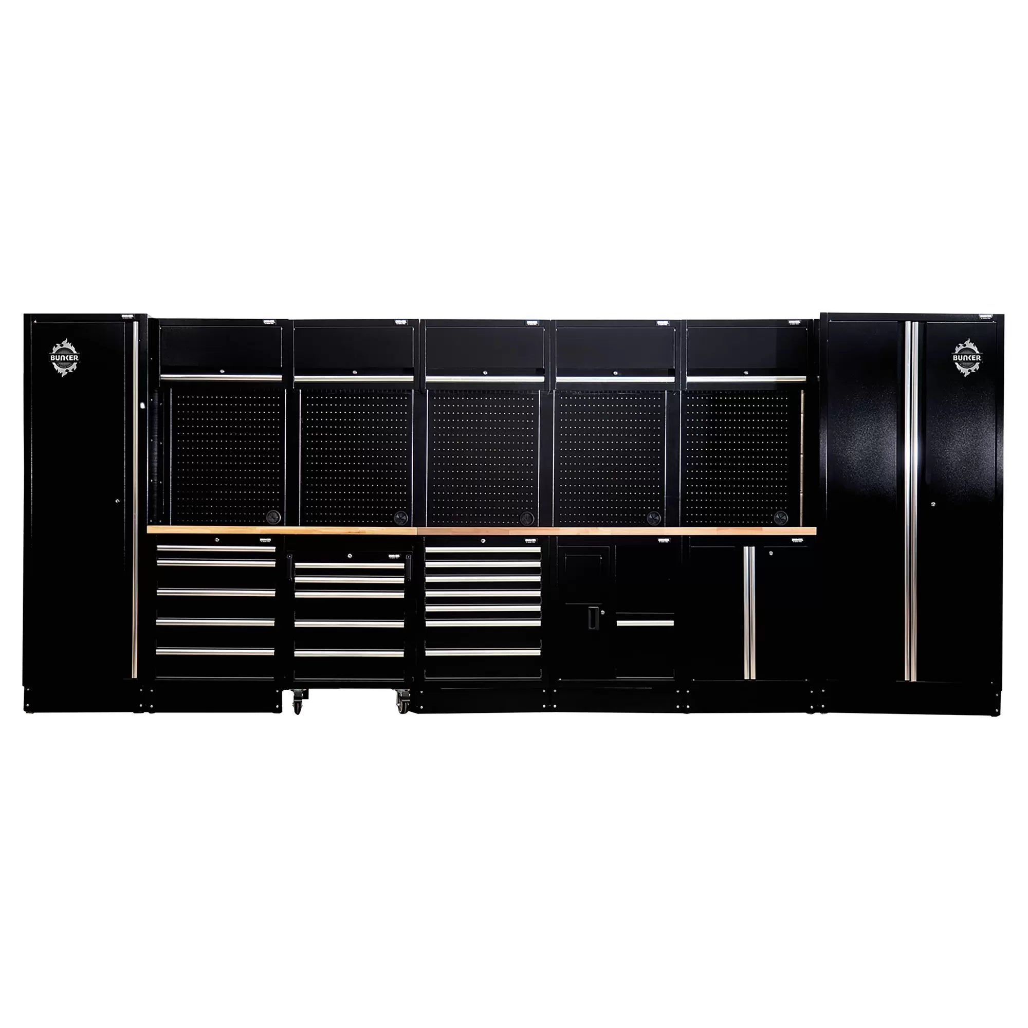 Draper Tools - 04390 - BUNKER® 25 Piece Modular Storage Combo with Hardwood Worktop, 4915mm