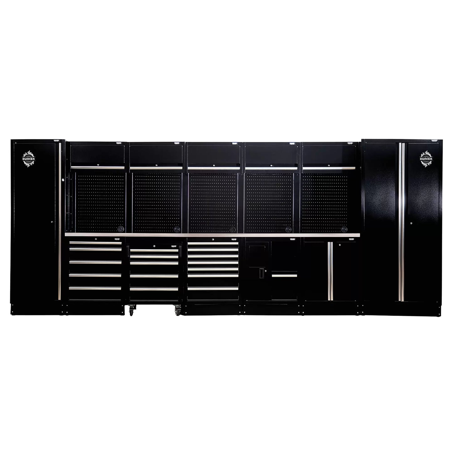 Draper Tools - 04393 - BUNKER 25 Piece Modular Storage Combo with Stainless Steel Worktop, 4915mm