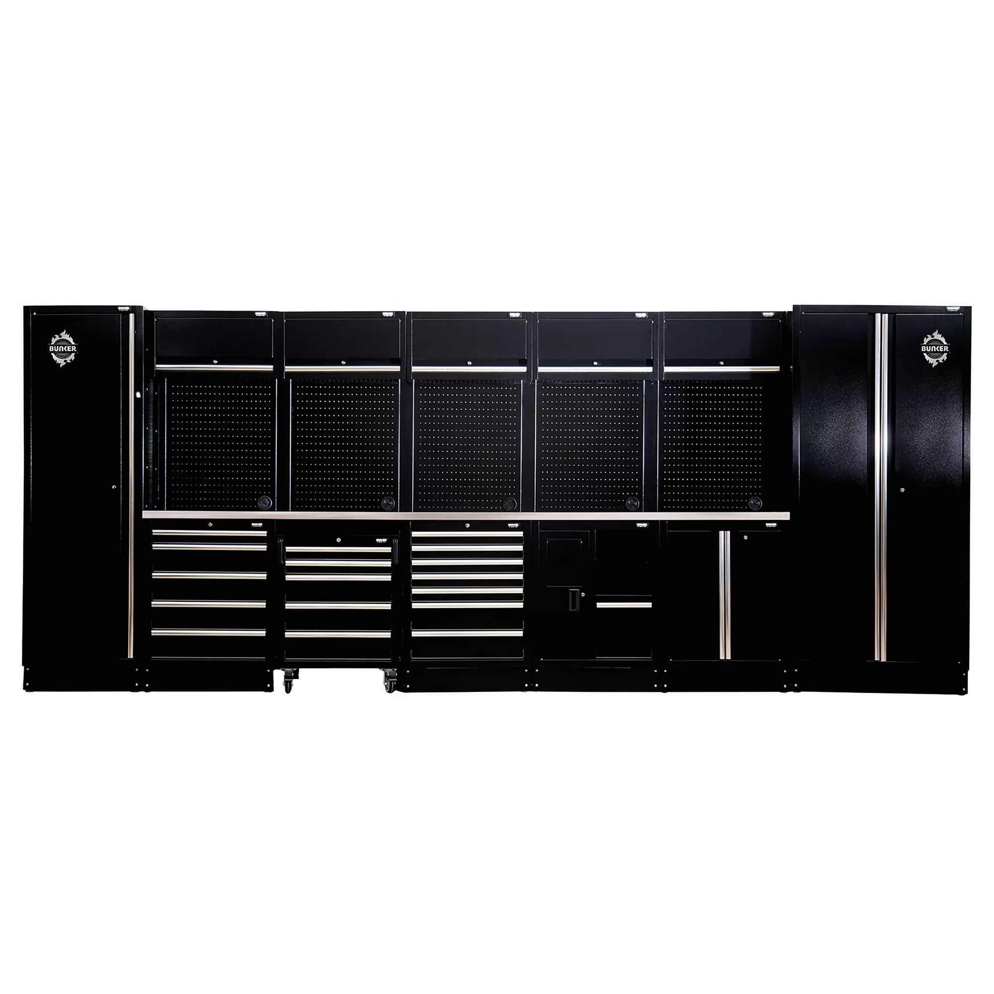 Draper Tools - 04393 - BUNKER 25 Piece Modular Storage Combo with Stainless Steel Worktop, 4915mm