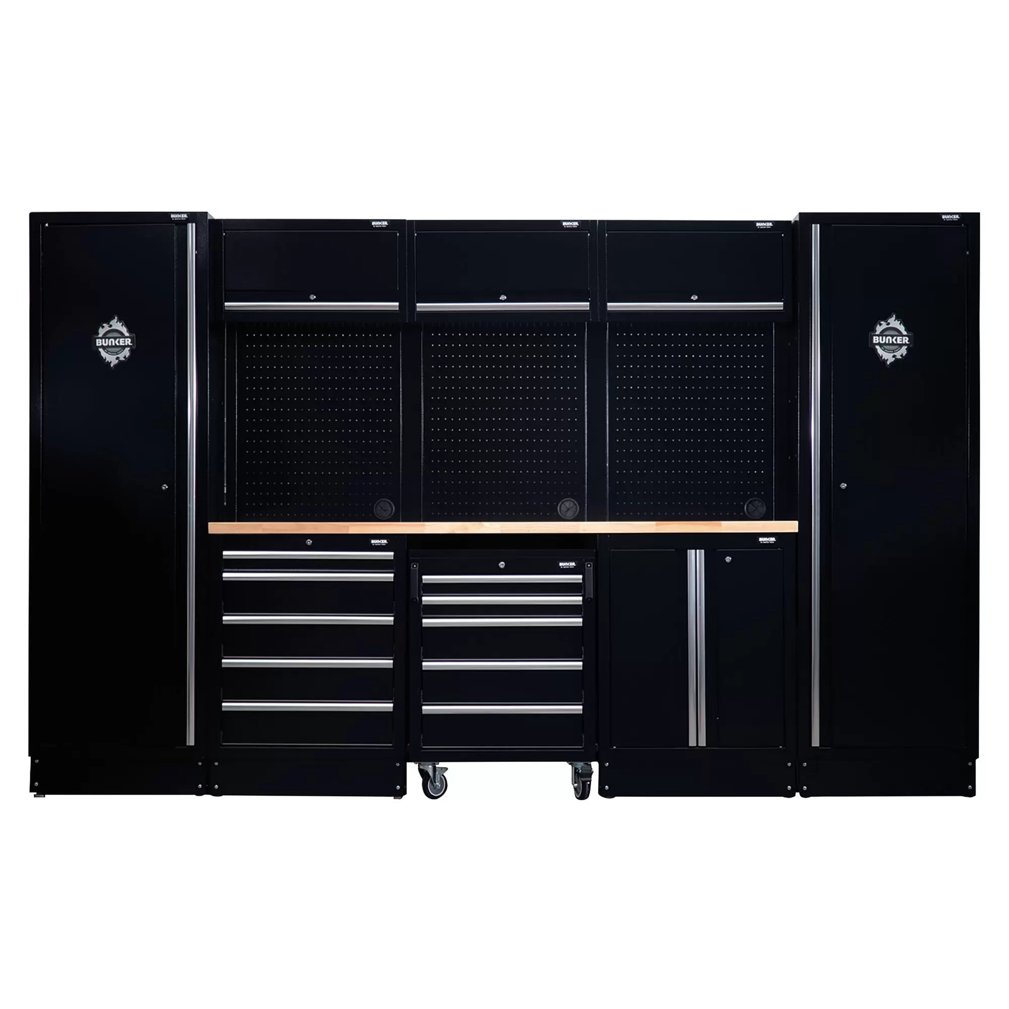 Draper Tools - 04398 - BUNKER® 16 Piece Modular Storage Combo with Hardwood Worktop, 3240mm - Discontinued