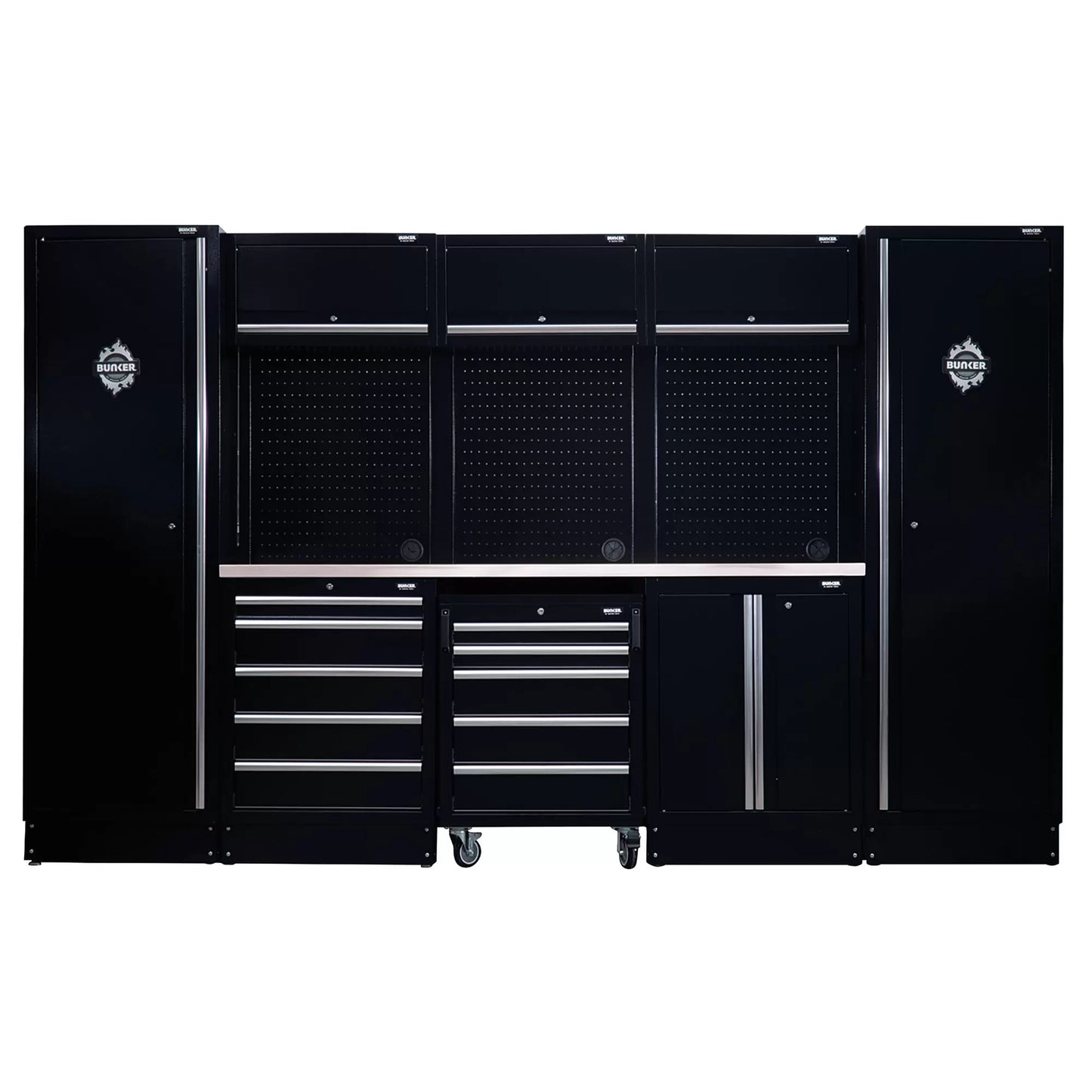 Draper Tools - 04402 - BUNKER 16 Piece Modular Storage Combo with Stainless Steel Worktop, 3240mm