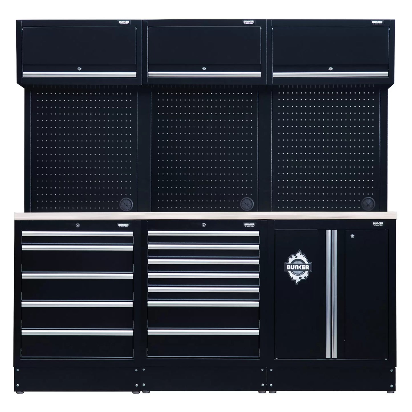 Draper Tools - 04415 - BUNKER 14 Piece Modular Storage Combo with Stainless Steel Worktop 2040mm