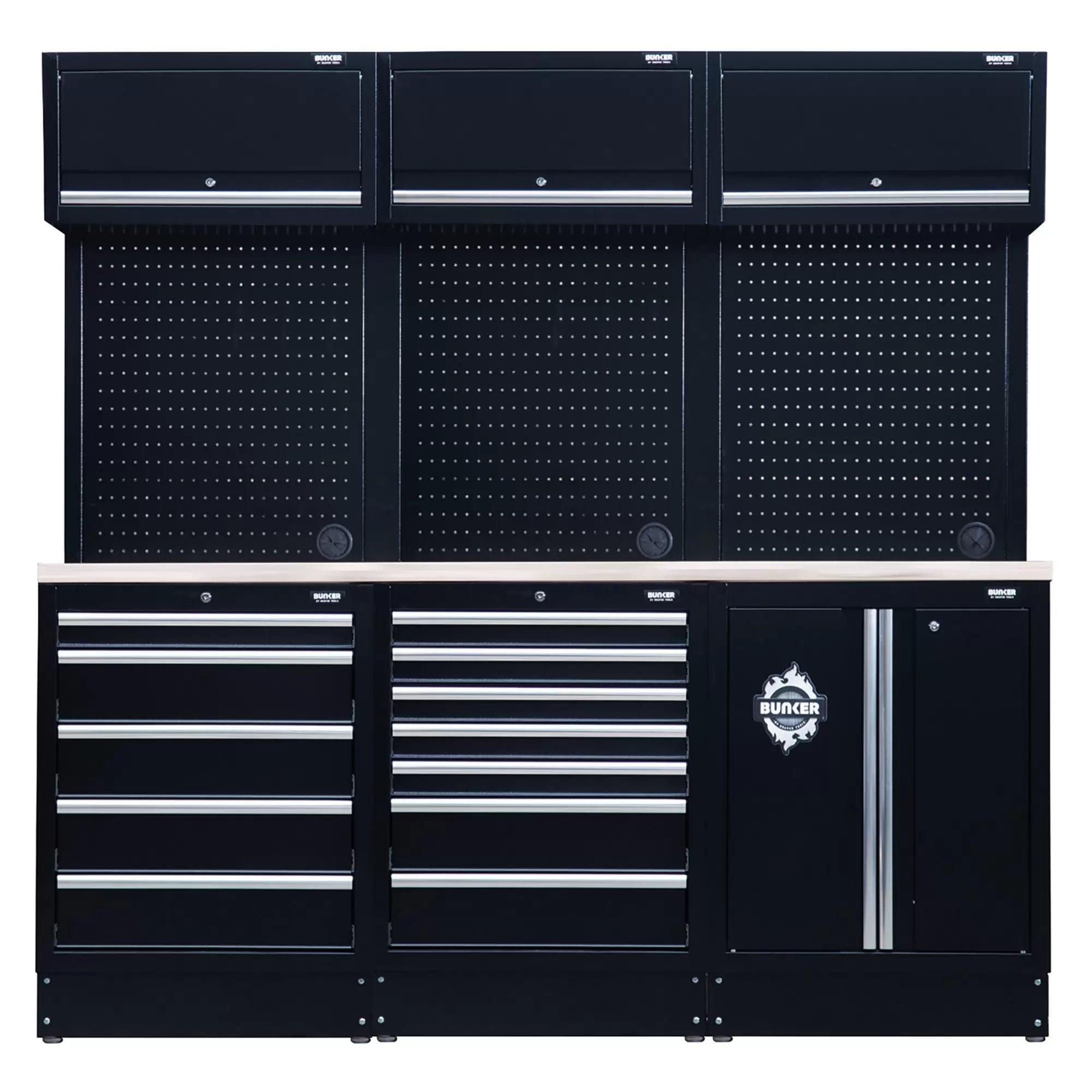 Draper Tools - 04415 - BUNKER 14 Piece Modular Storage Combo with Stainless Steel Worktop 2040mm