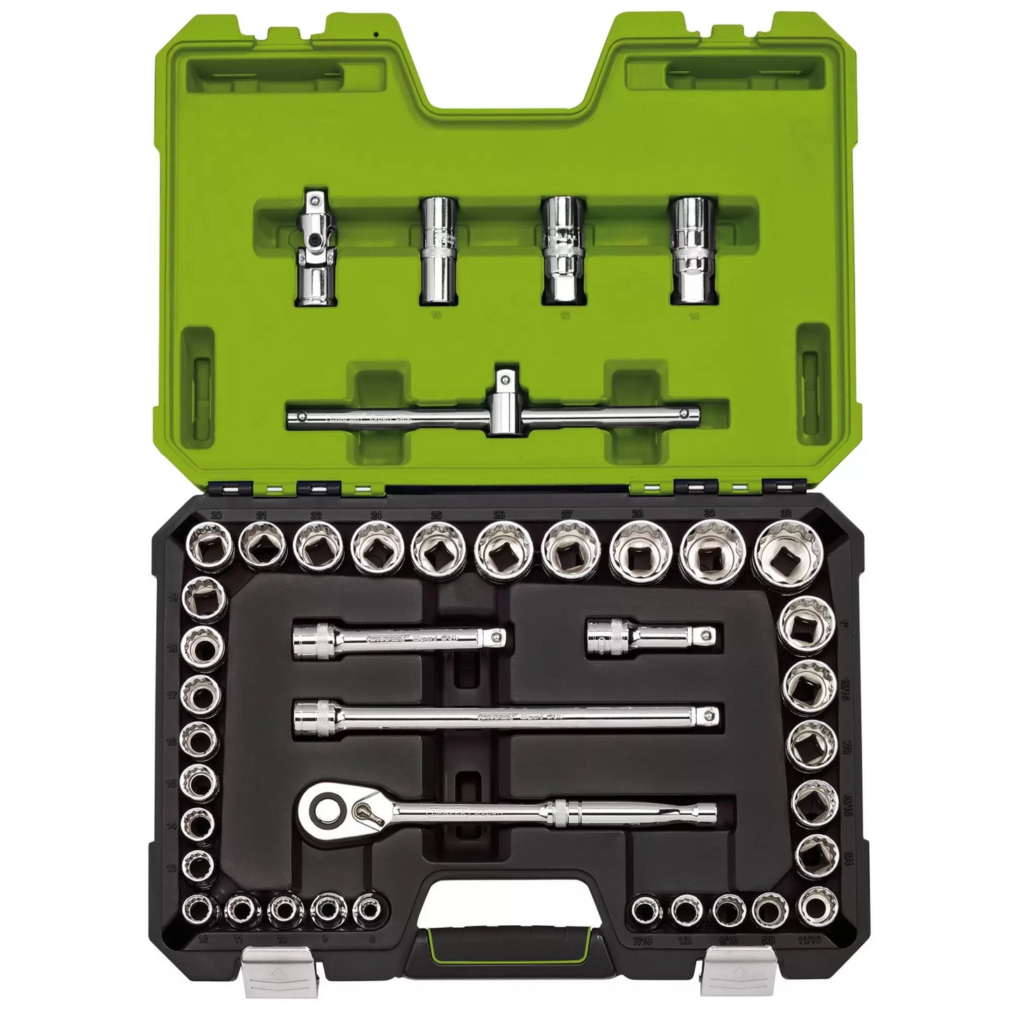 Draper Tools - 04465 - Draper Expert MM/AF Combined Socket Set, 1/2" Sq. Dr., Green (41 Piece)