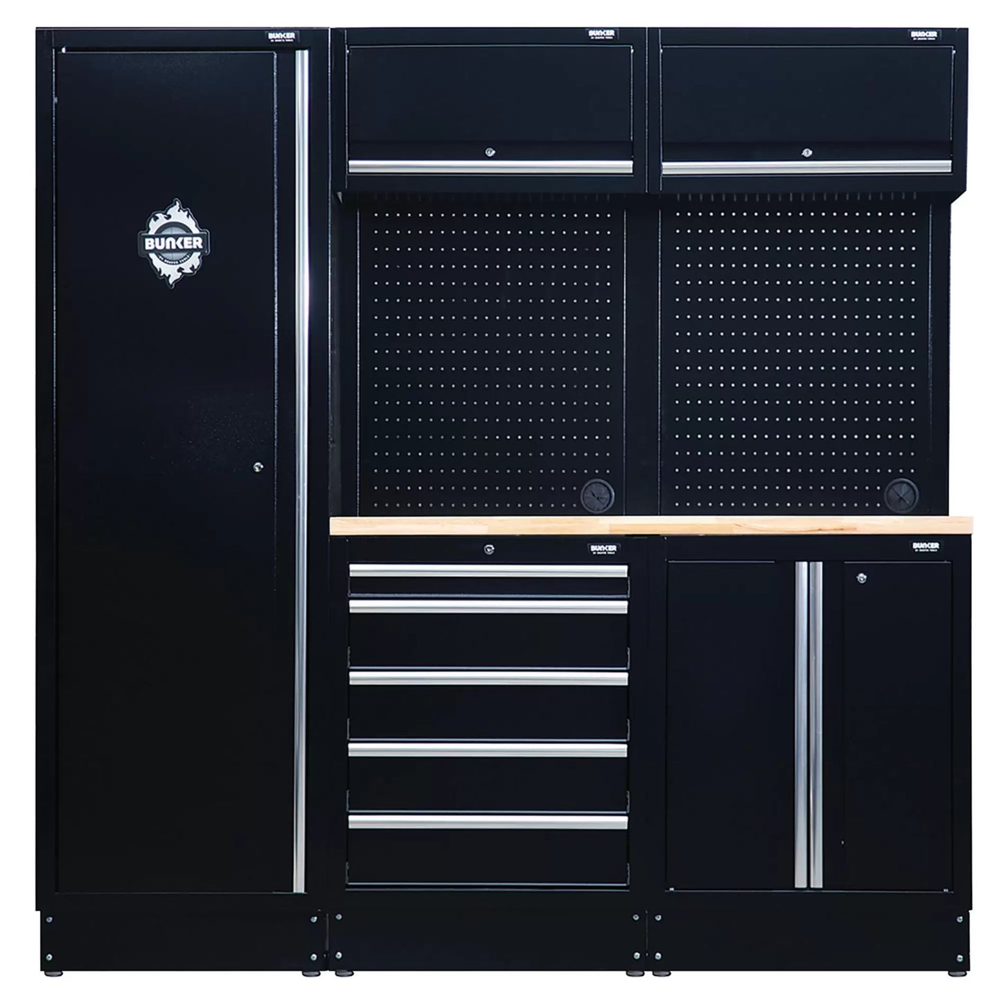 Draper Tools - 04488 - BUNKER 11 Piece Modular Storage Combo with Hardwood Worktop, 1960mm