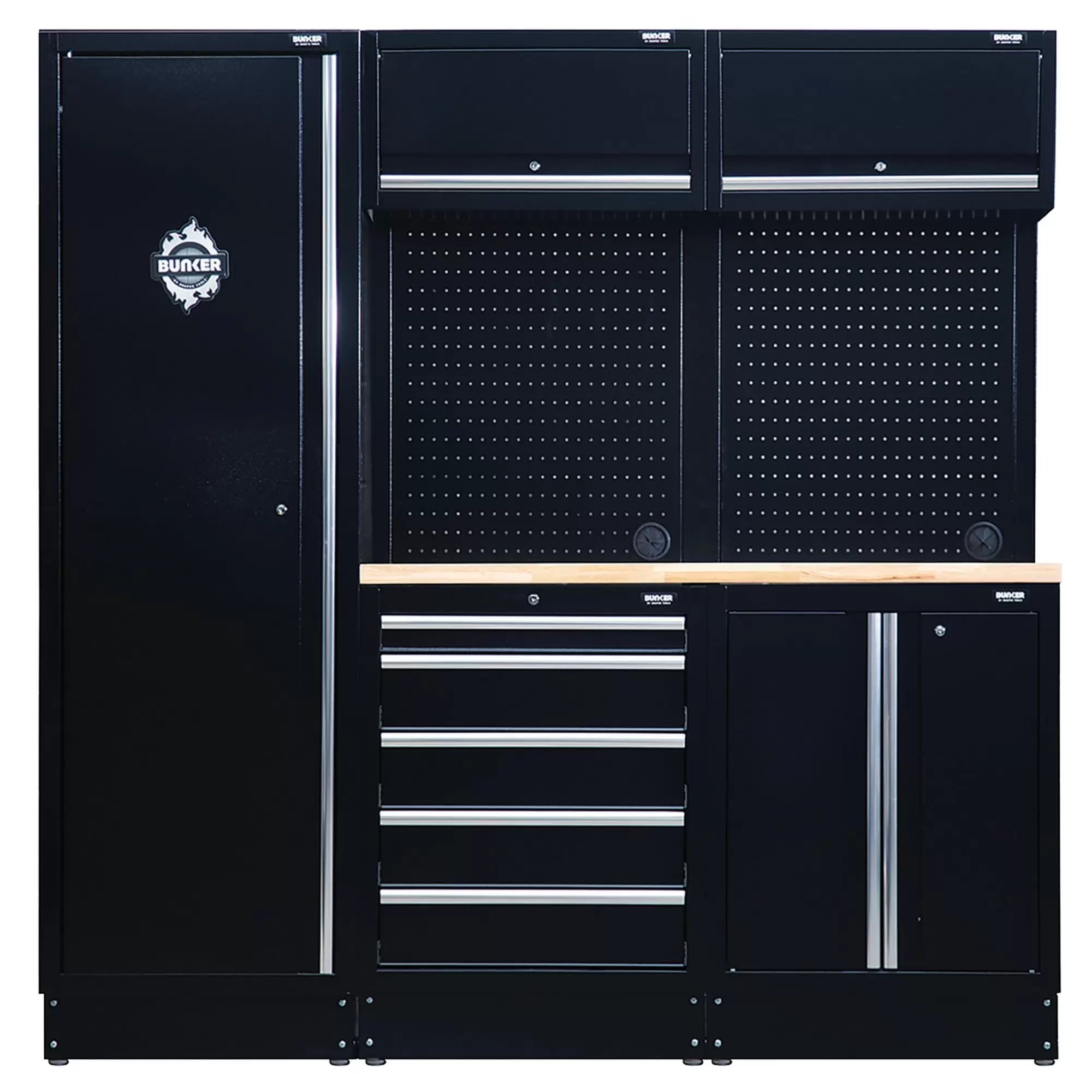 Draper Tools - 04488 - BUNKER 11 Piece Modular Storage Combo with Hardwood Worktop, 1960mm
