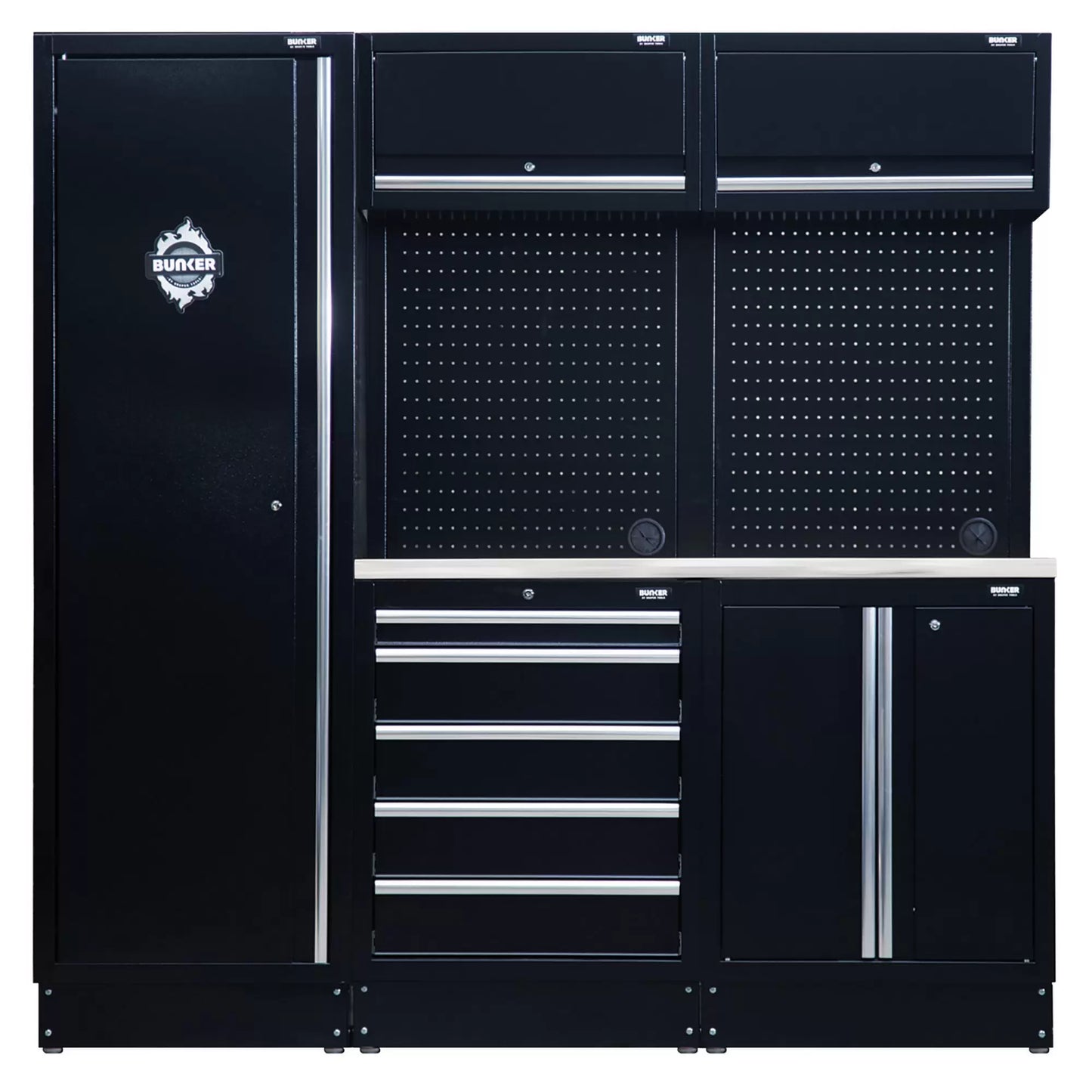 Draper Tools - 04503 - BUNKER 11 Piece Modular Storage Combo with Stainless Steel Worktop, 1960mm