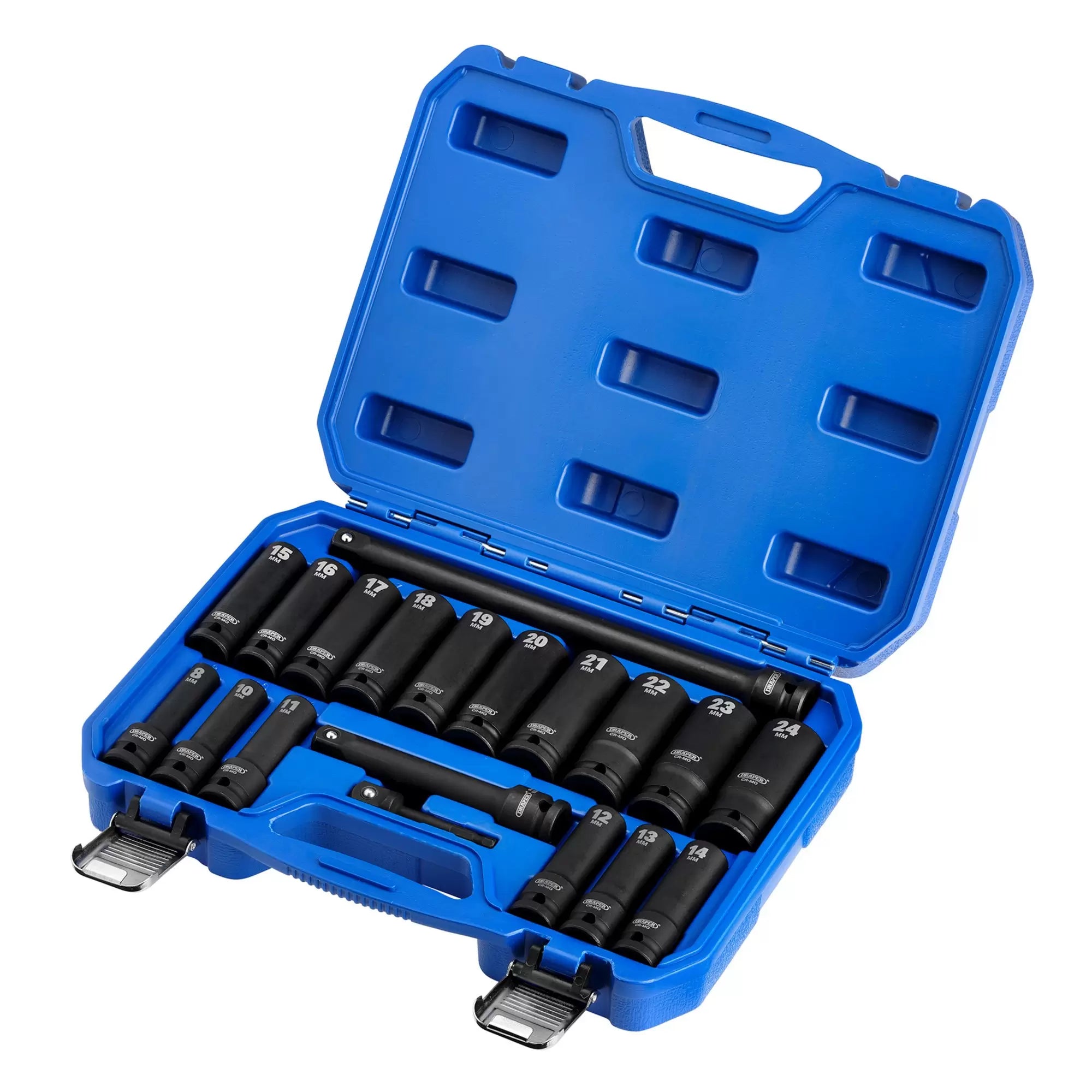 Draper Tools - 04577 - Draper HI-TORQ® Metric Deep Impact Socket Set, 1/2" Sq. Dr. (19 Piece)