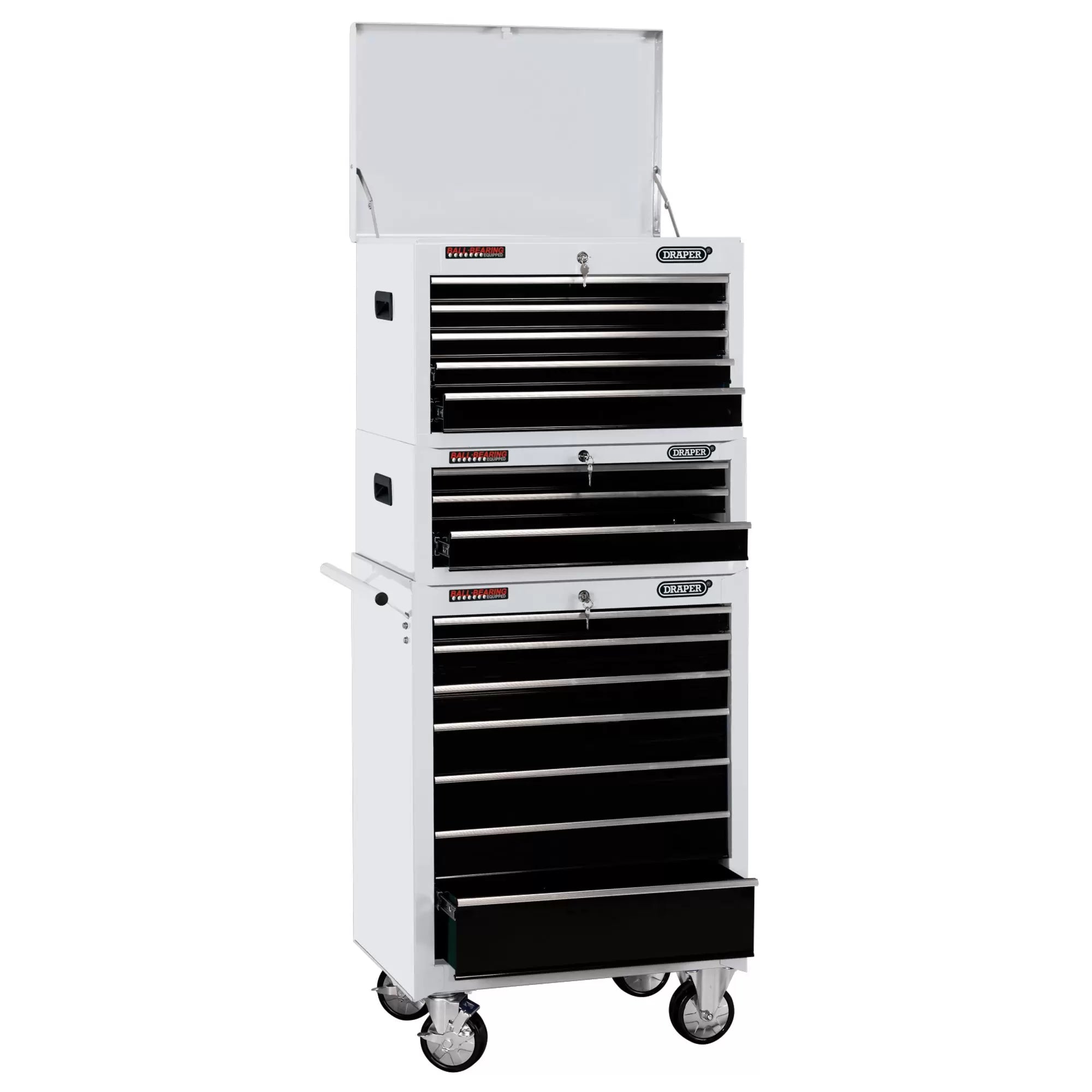 Draper Tools - 04597 - Draper Expert Combined Roller Cabinet and Tool Chest, 15 Drawer, 26", White