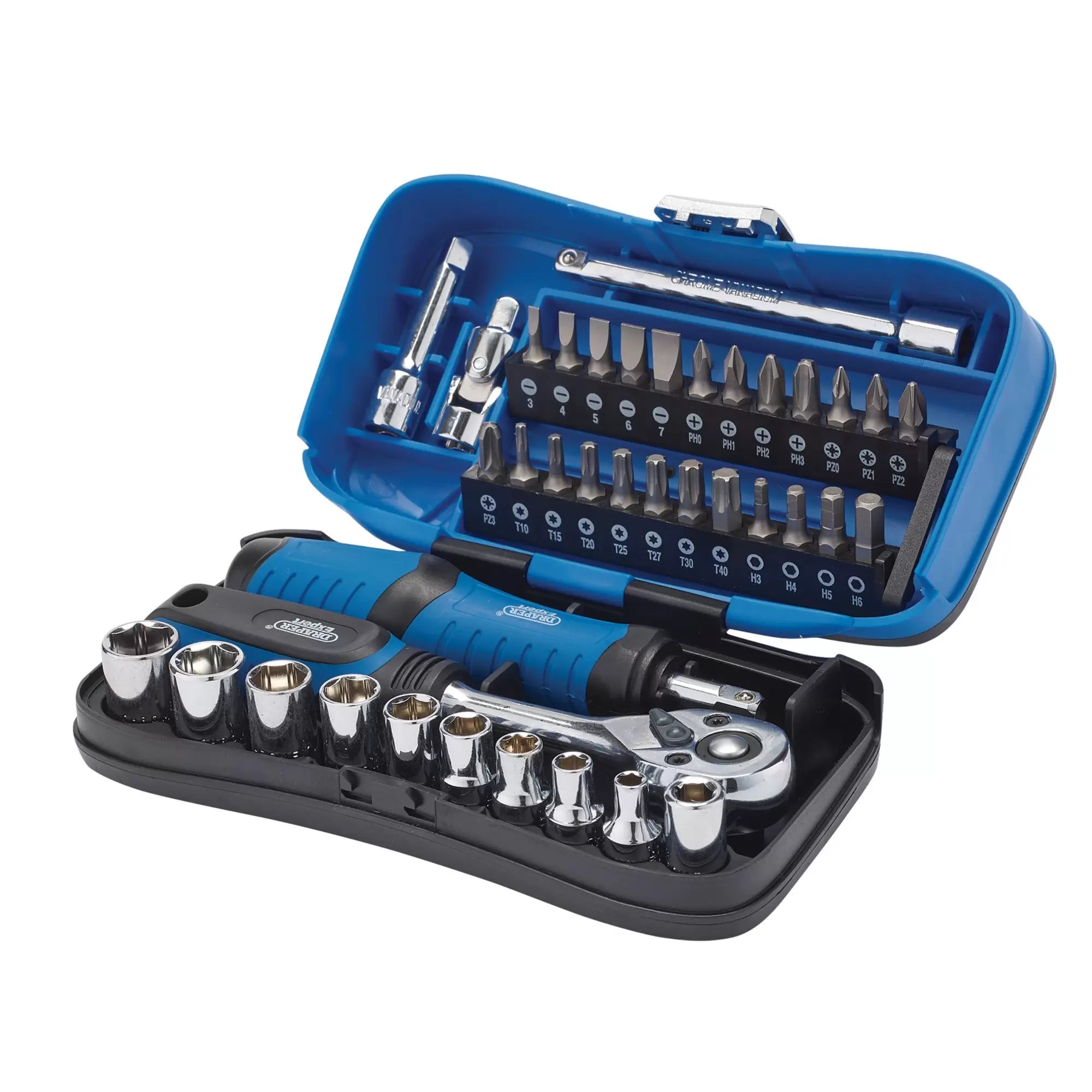 Draper Tools - 04713 - Draper Expert Socket and Bit Set, 1/4" Sq. Dr. (39 Piece)