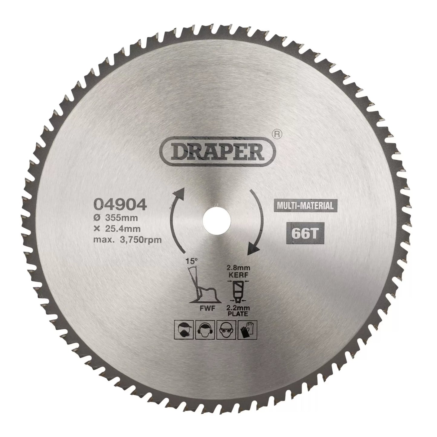 Draper Tools - 04904 - TCT Multi-Purpose Circular Saw Blade, 355 x 25.4mm, 66T