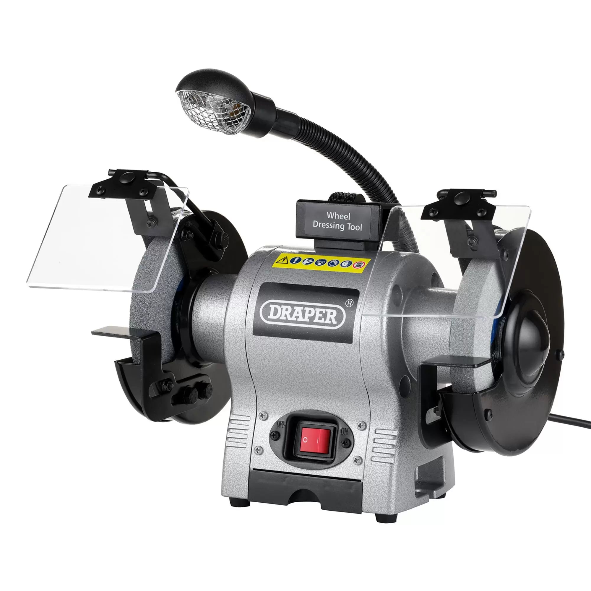 Draper Tools - 05095 - Bench Grinder with Work light, 150mm, 370W