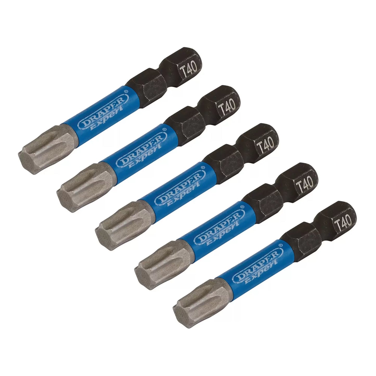 Draper Tools - 05672 - Draper Expert TX-STAR® Impact Screwdriver Bits, T40 x 50mm, 1/4" Hex (Pack of 5)