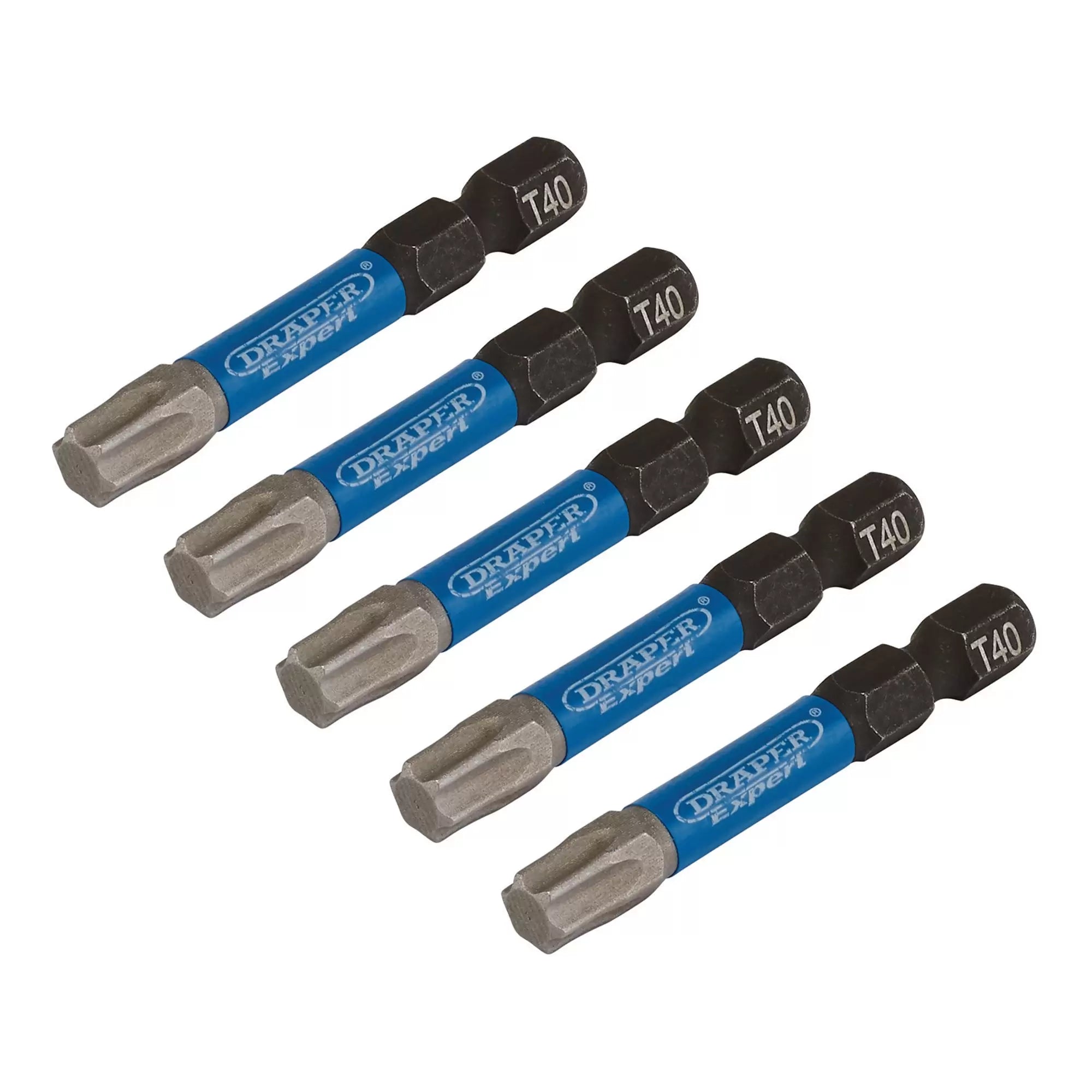 Draper Tools - 05672 - Draper Expert TX-STAR® Impact Screwdriver Bits, T40 x 50mm, 1/4" Hex (Pack of 5)