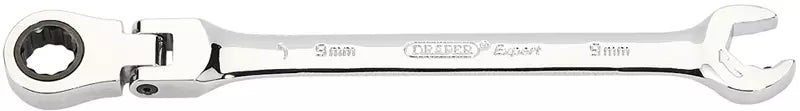 Draper Tools - 06853 - Metric Combination Spanner with Flexible Head and Double Ratcheting Features (9mm)