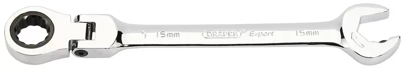 Draper Tools - 06860 - Metric Combination Spanner with Flexible Head and Double Ratcheting Features (15mm)